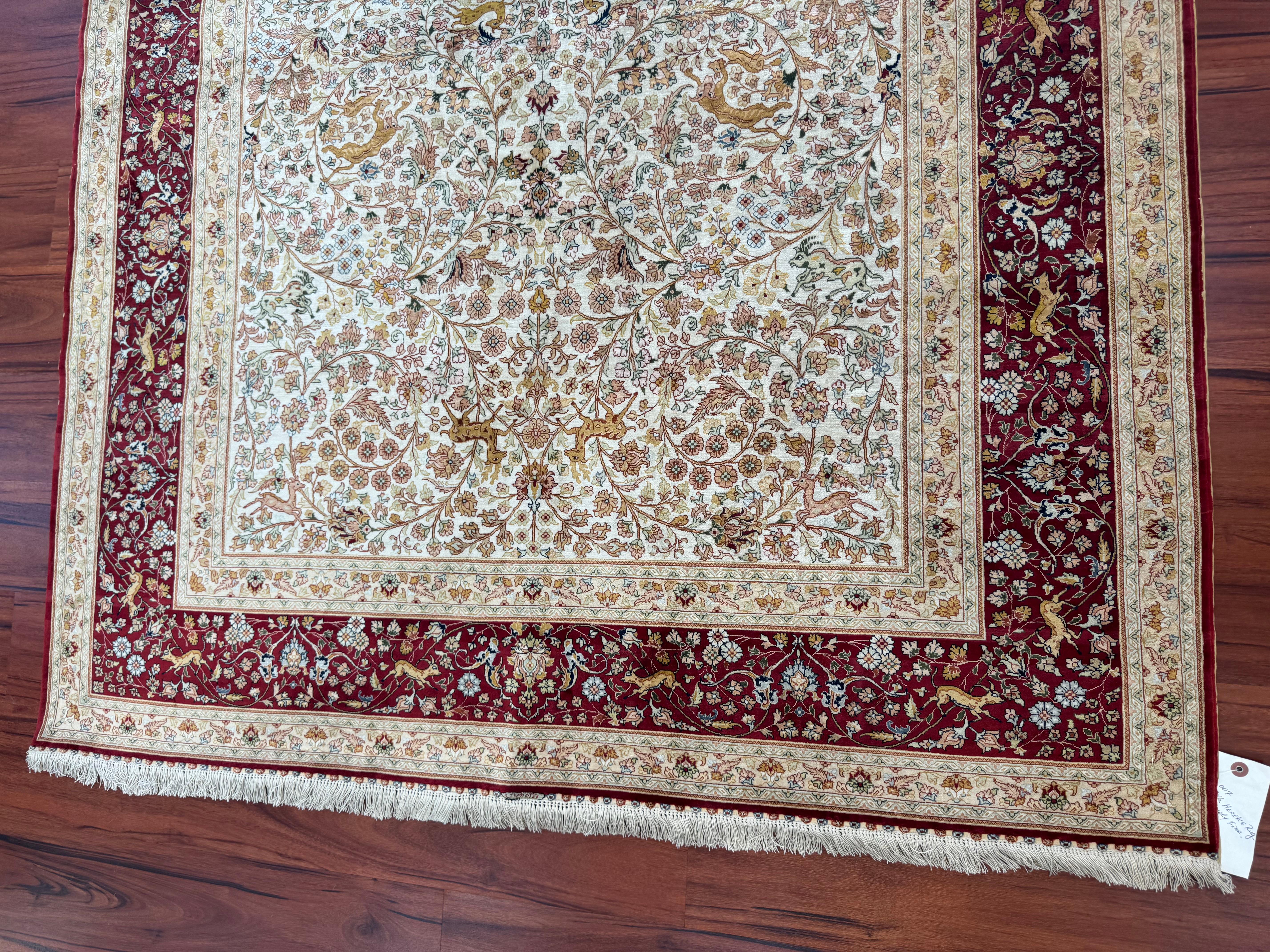 Turkish Extremely Fine Silk Hereke Rug For Sale