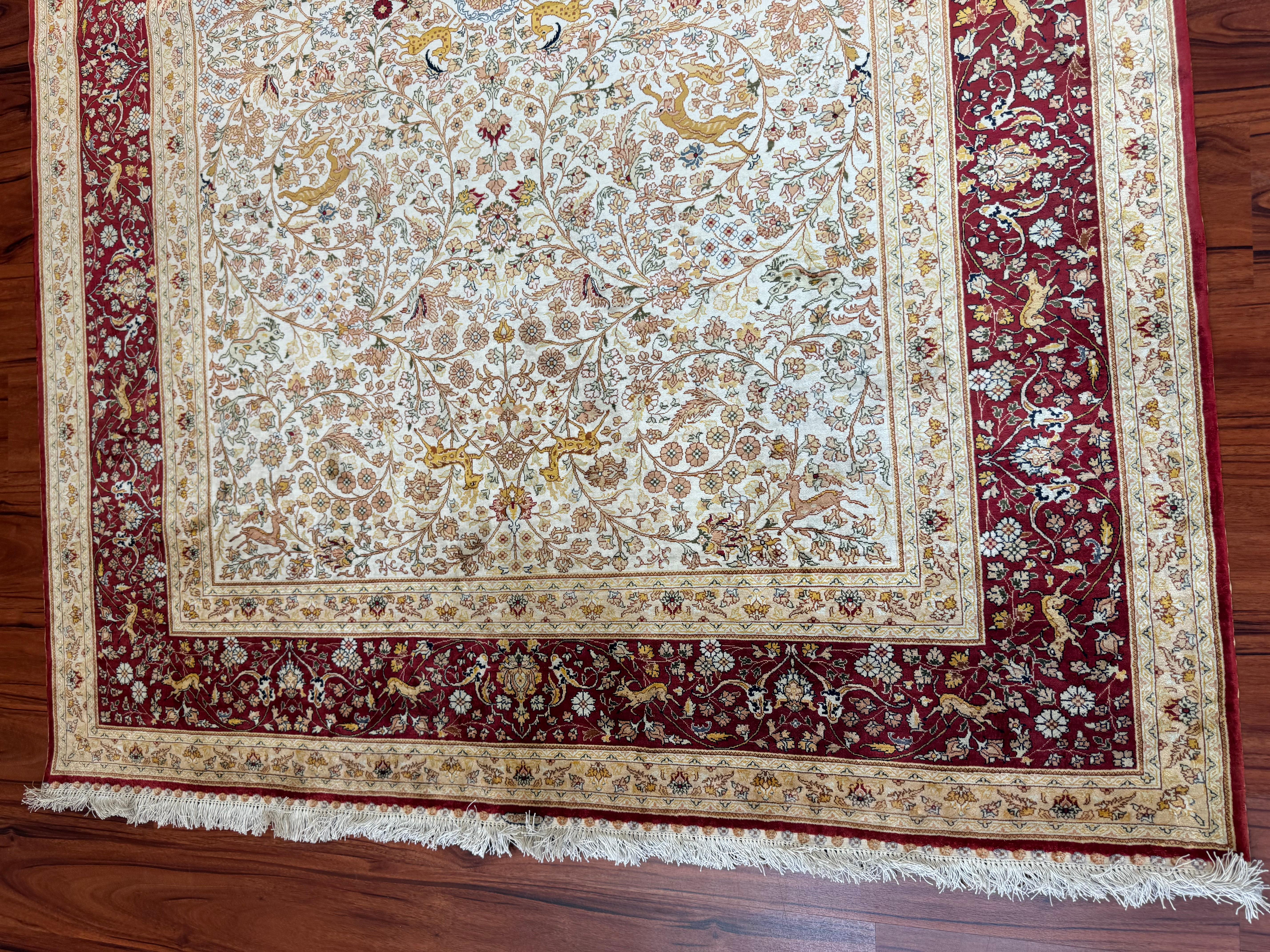 Hand-Woven Extremely Fine Silk Hereke Rug For Sale