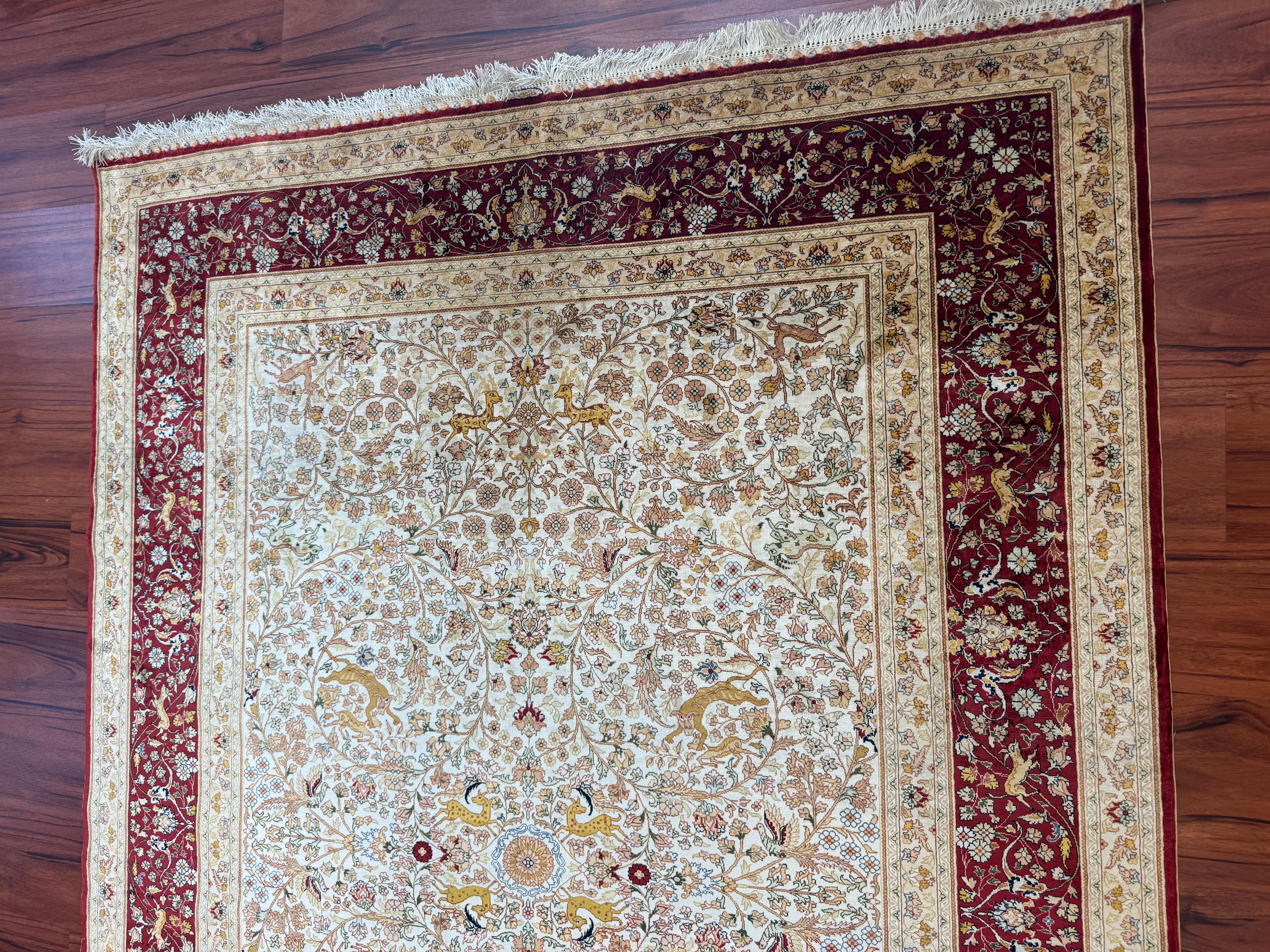 20th Century Extremely Fine Silk Hereke Rug For Sale