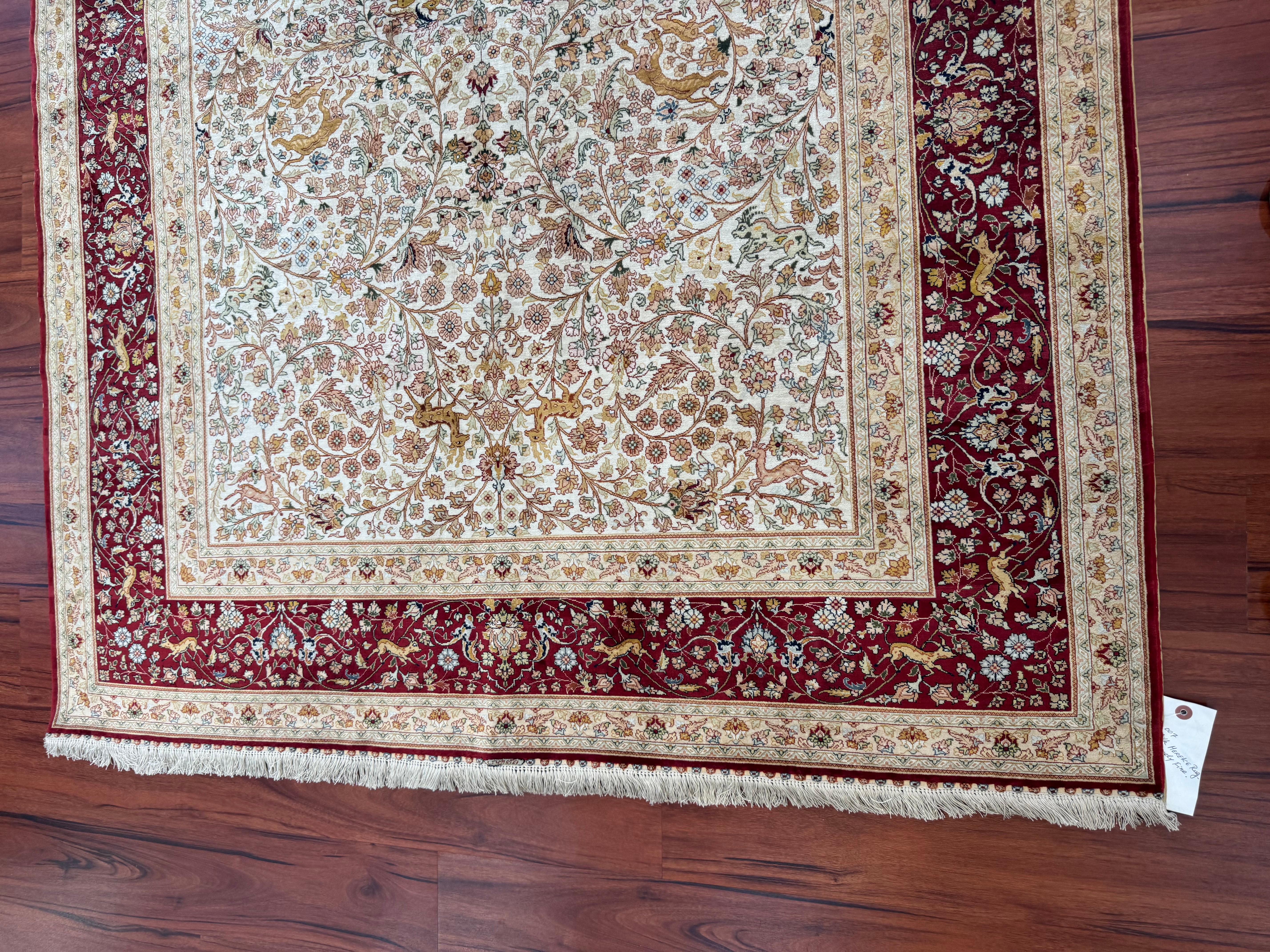Extremely Fine Silk Hereke Rug For Sale 1