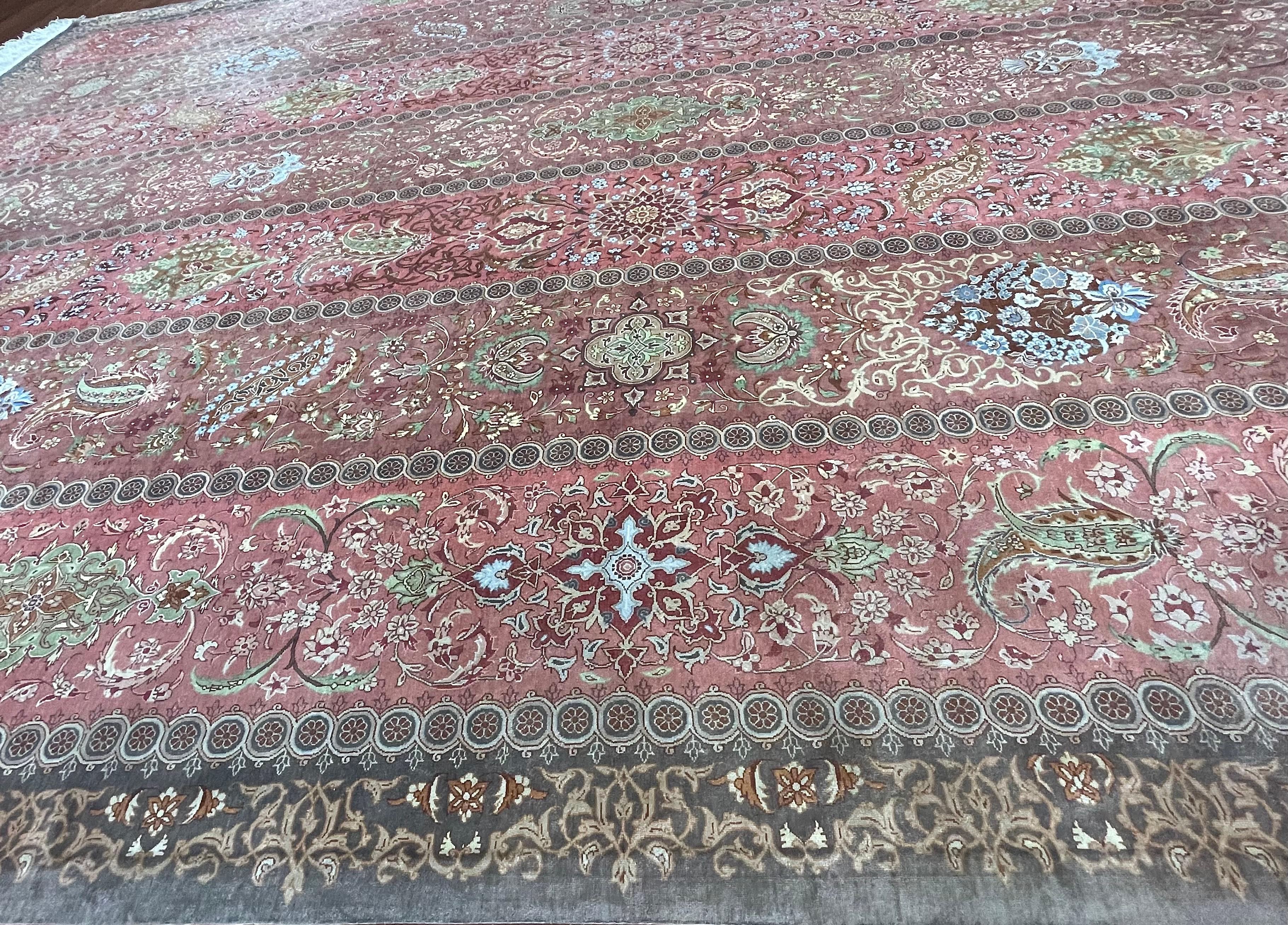 Tabriz Extremely Fine Silk Persian Qum Rug/Carpet For Sale
