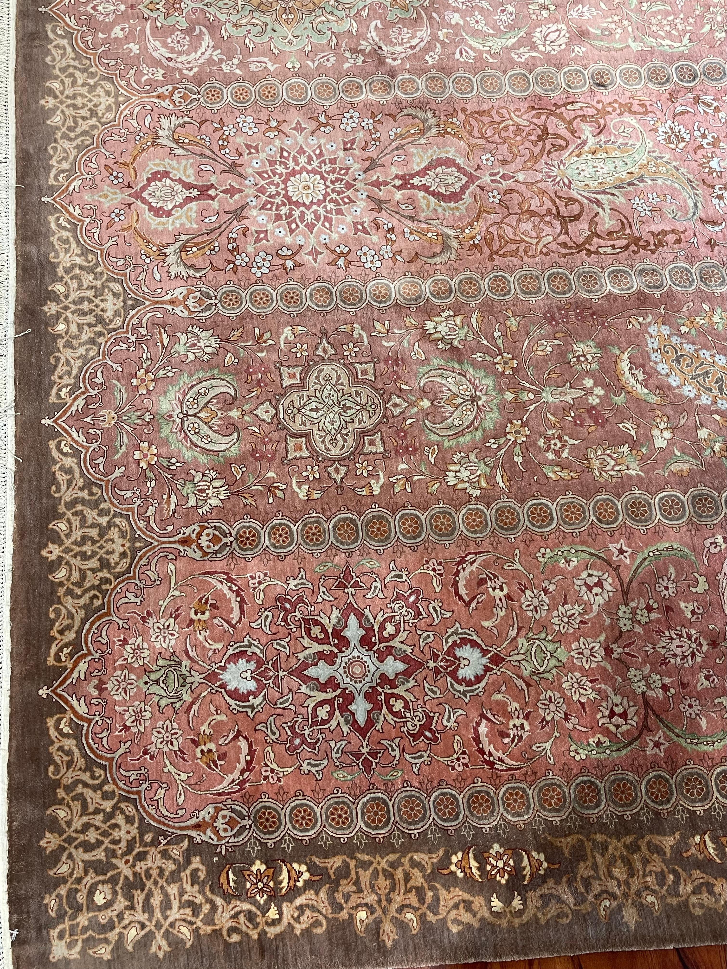 Extremely Fine Silk Persian Qum Rug/Carpet For Sale 1