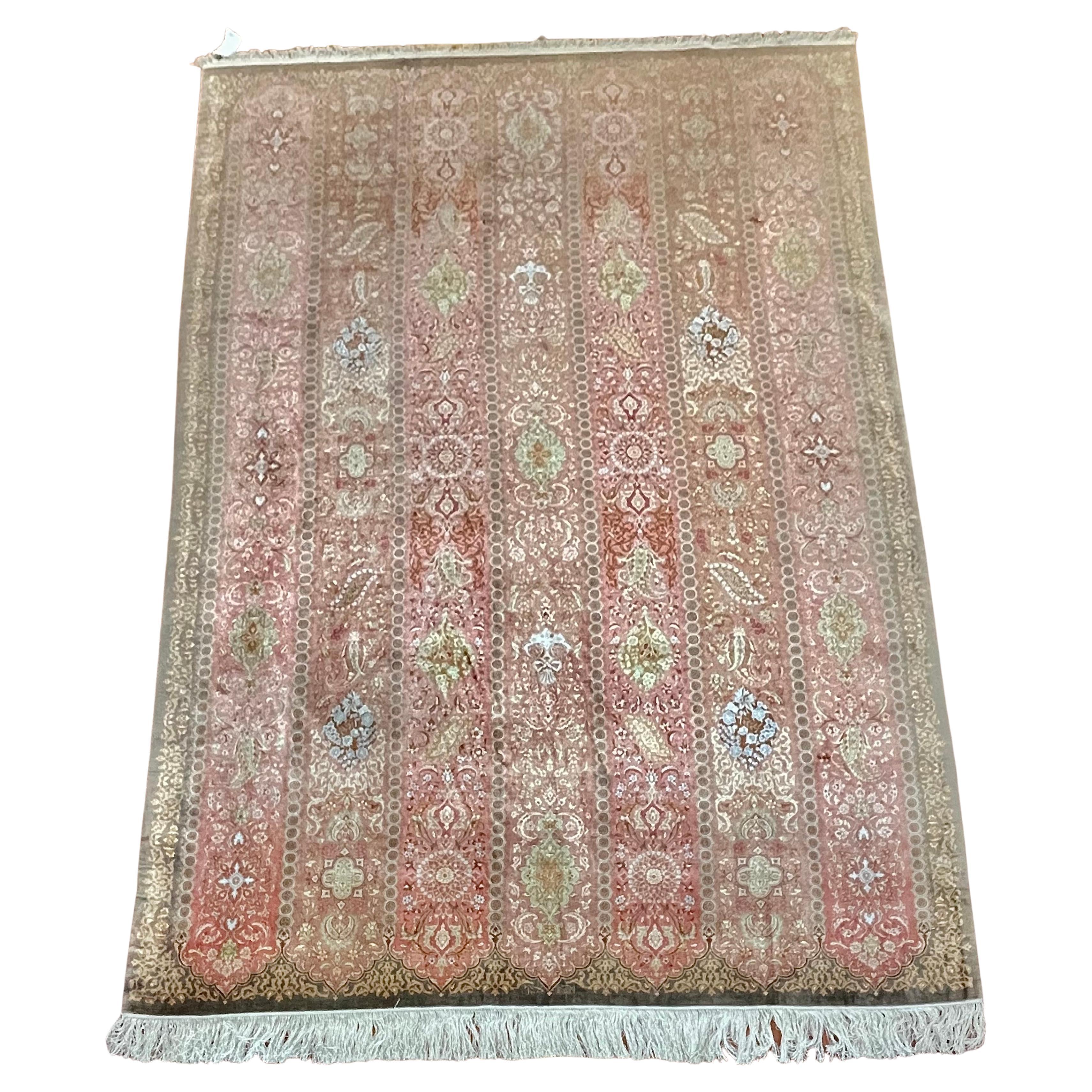 Extremely Fine Silk Persian Qum Rug/Carpet For Sale