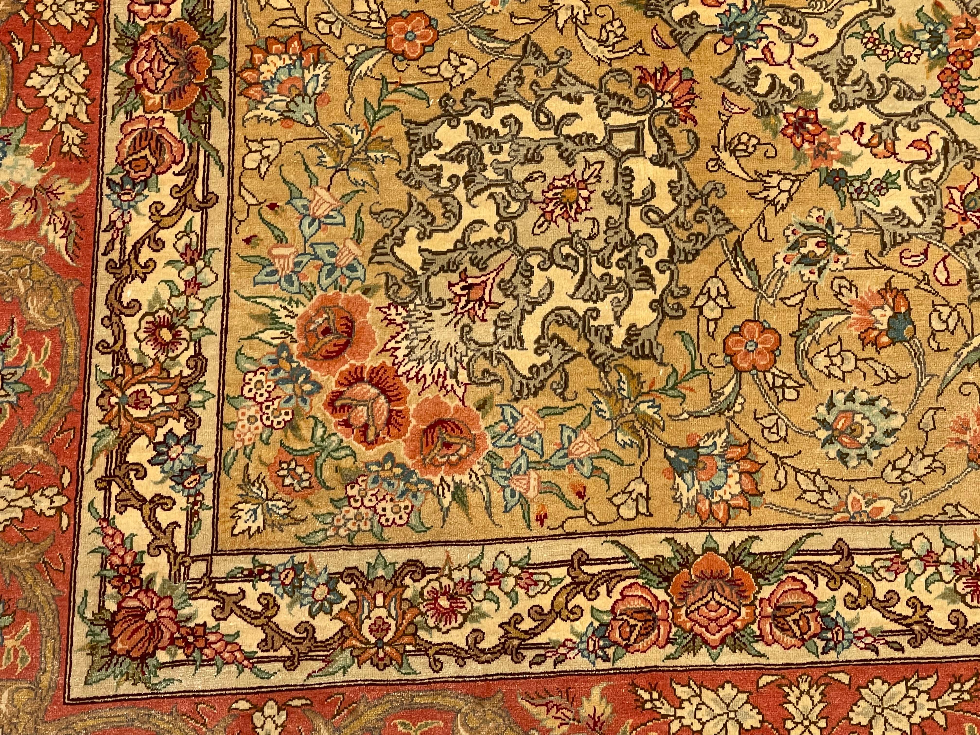 Extremely Fine Silk Persian Qum Rug For Sale 6