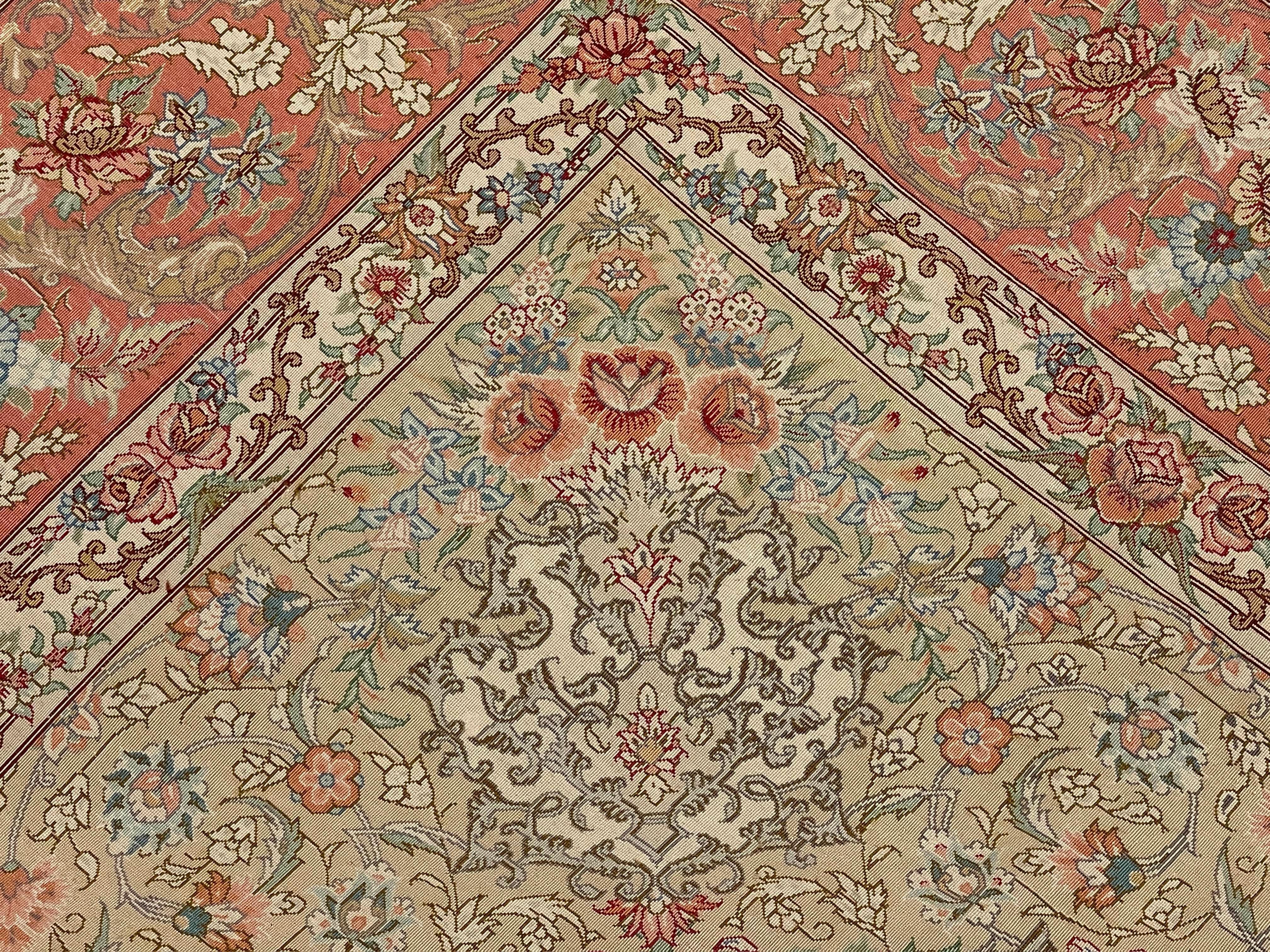 Extremely Fine Silk Persian Qum Rug For Sale 8