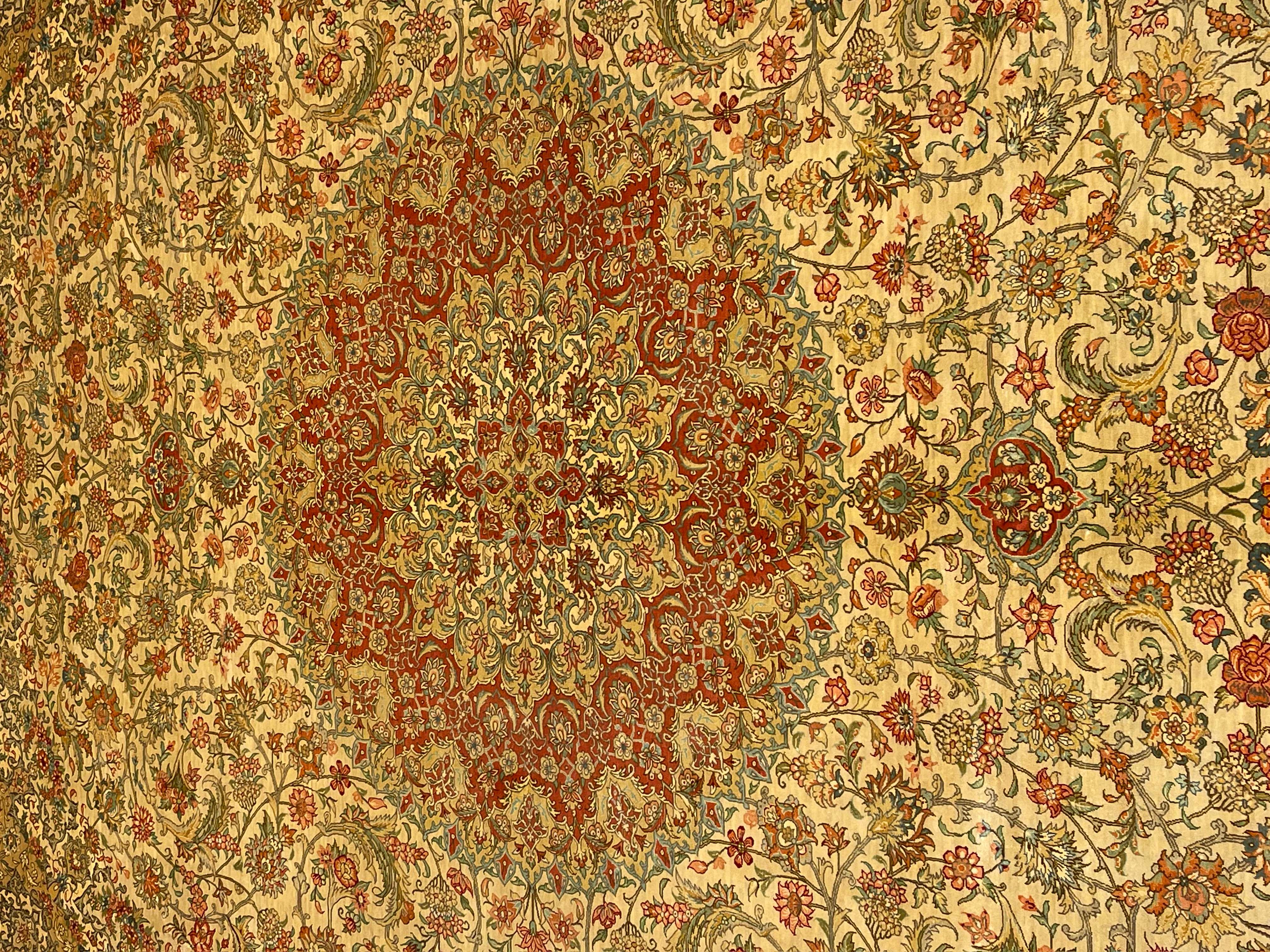 Extremely Fine Silk Persian Qum Rug For Sale 2