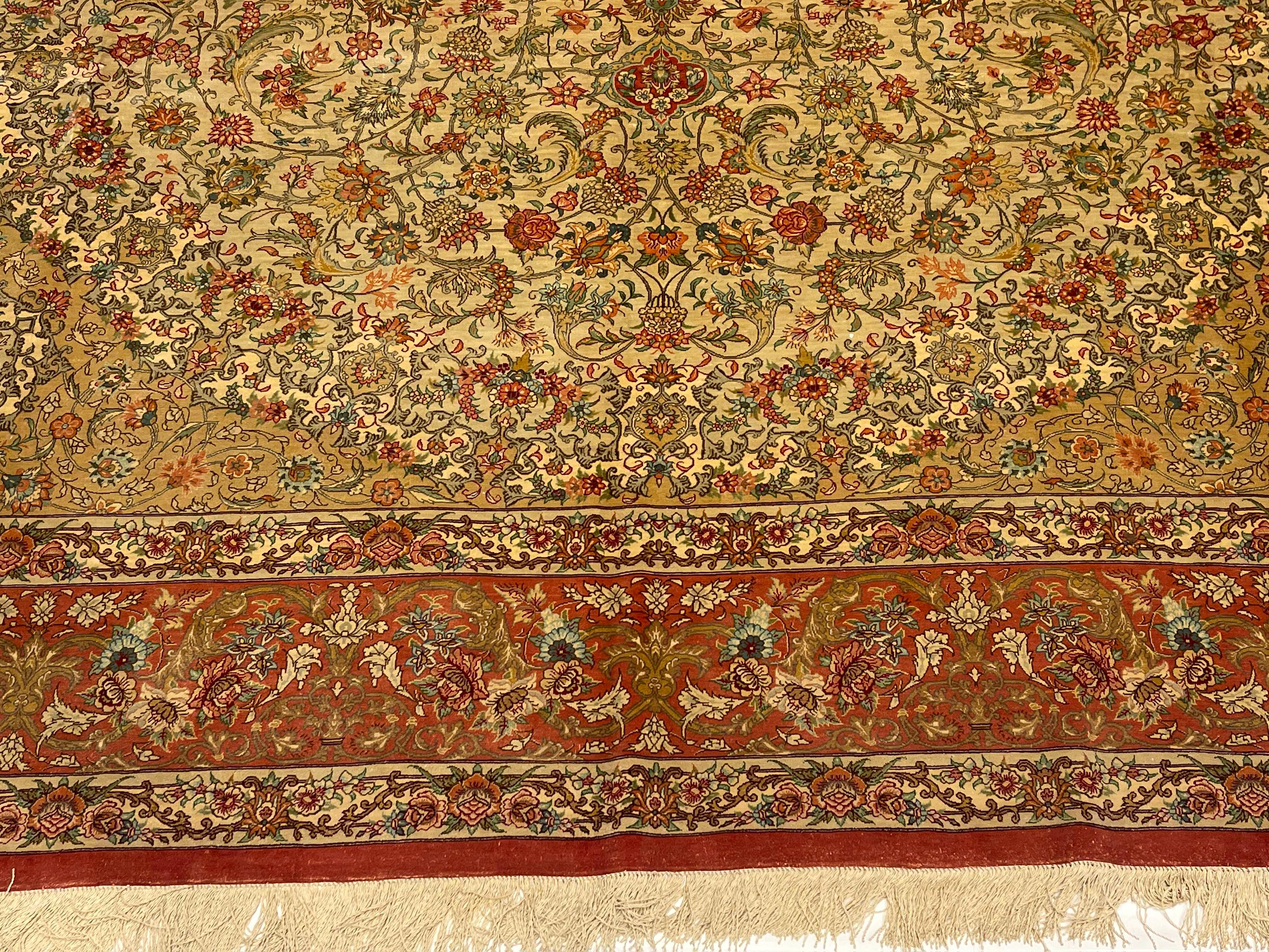 Extremely Fine Silk Persian Qum Rug For Sale 4
