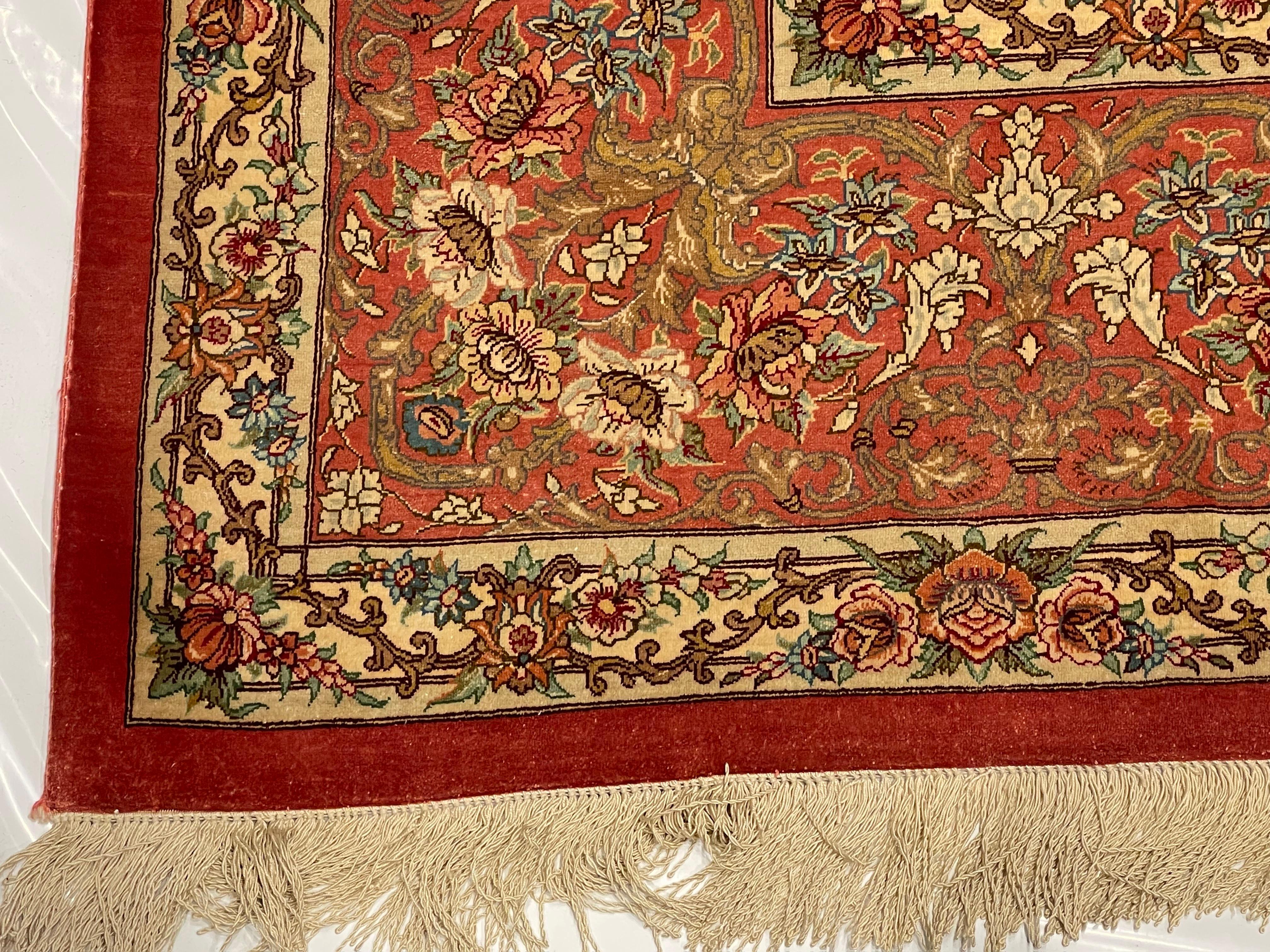 Extremely Fine Silk Persian Qum Rug For Sale 5
