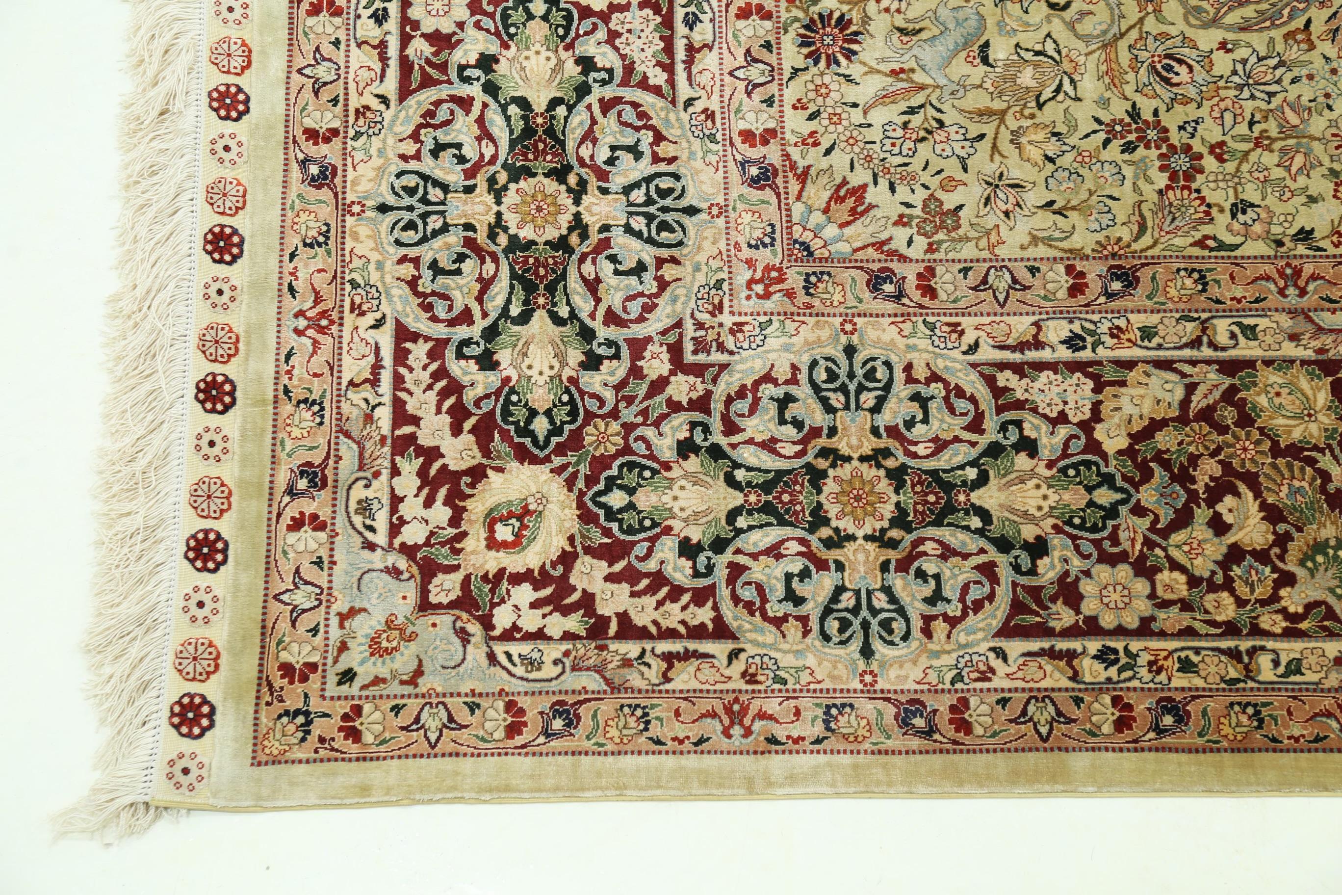 Extremely Fine Sino Hereke Silk Rug For Sale 3
