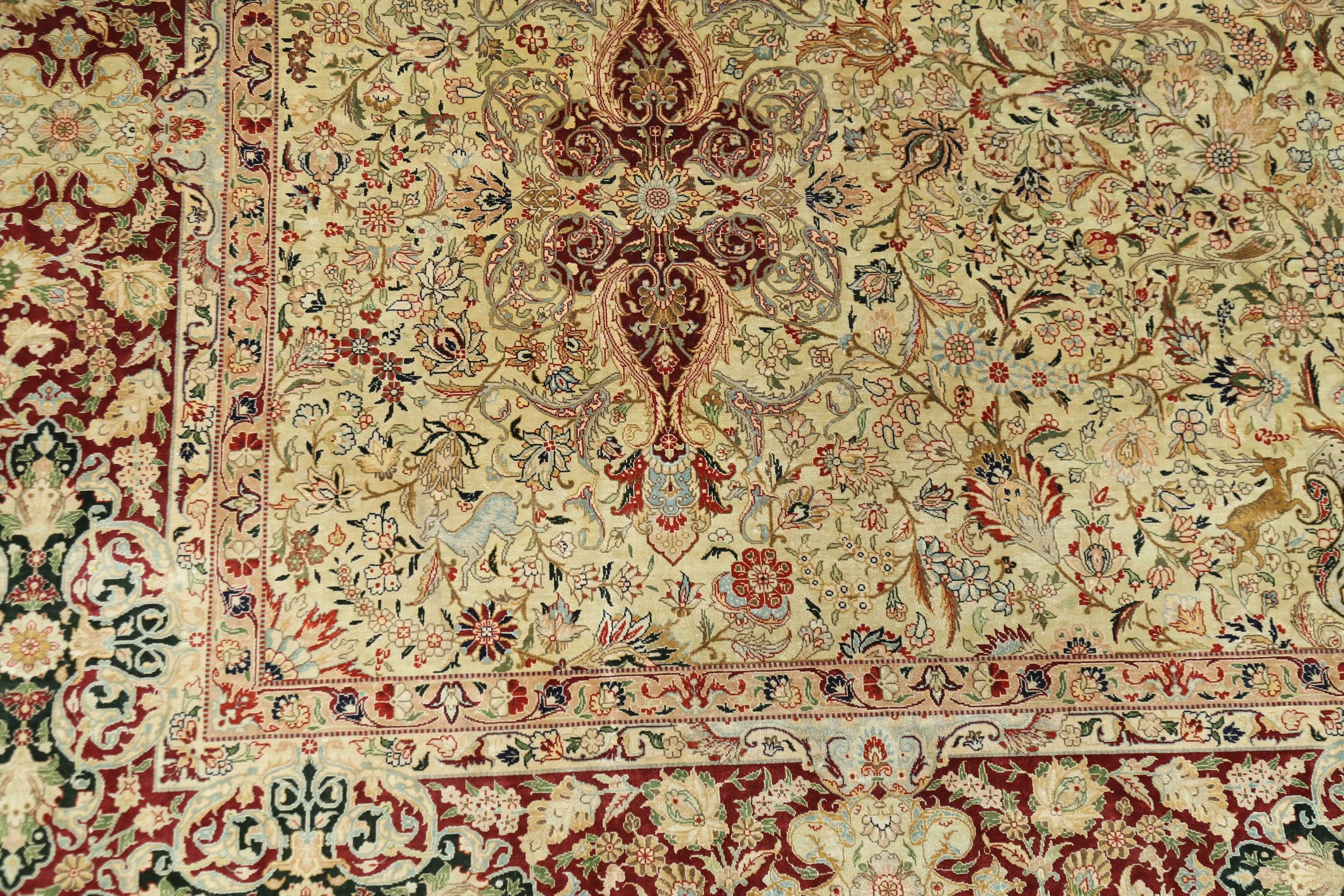 Tabriz Extremely Fine Sino Hereke Silk Rug For Sale
