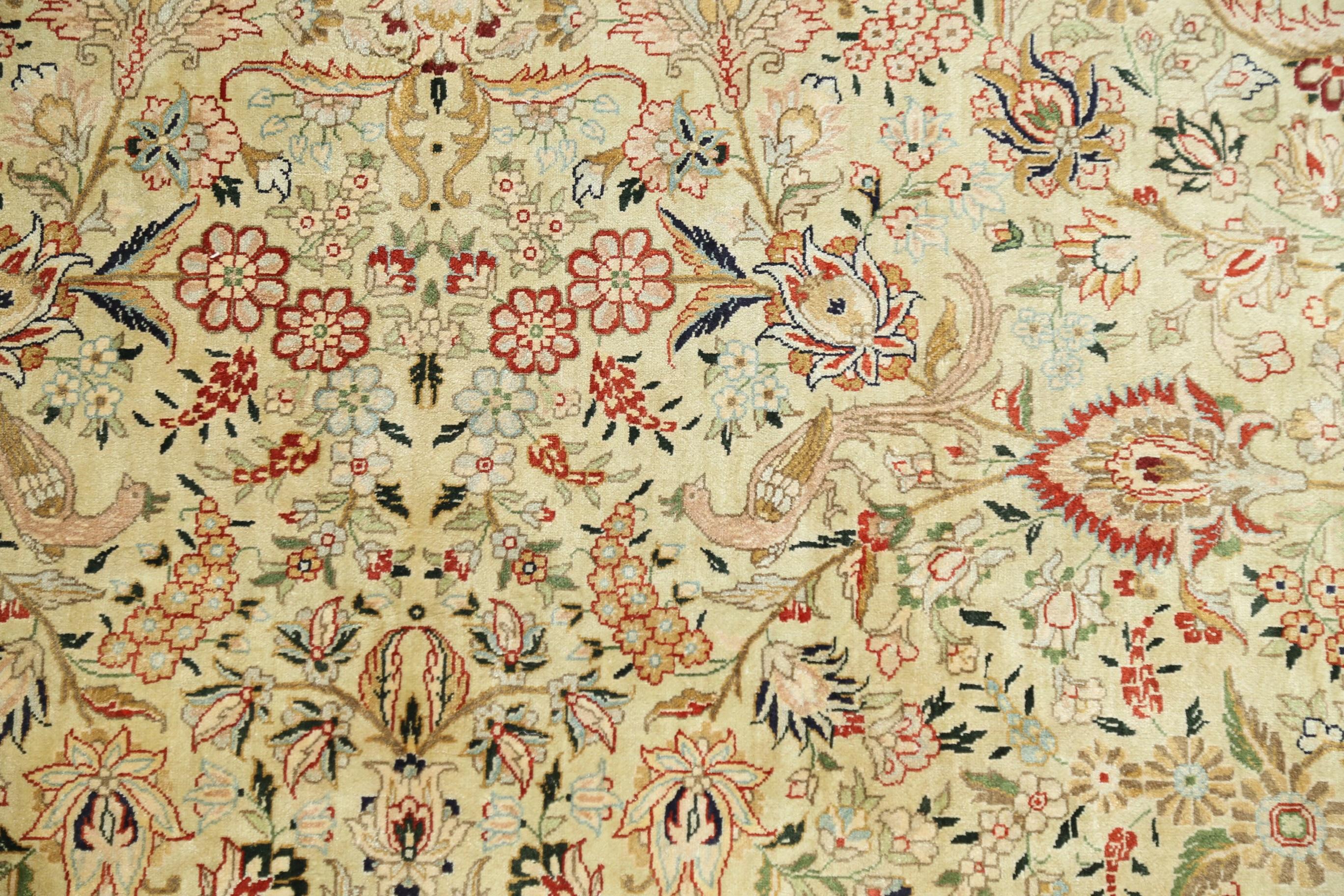 Late 20th Century Extremely Fine Sino Hereke Silk Rug For Sale