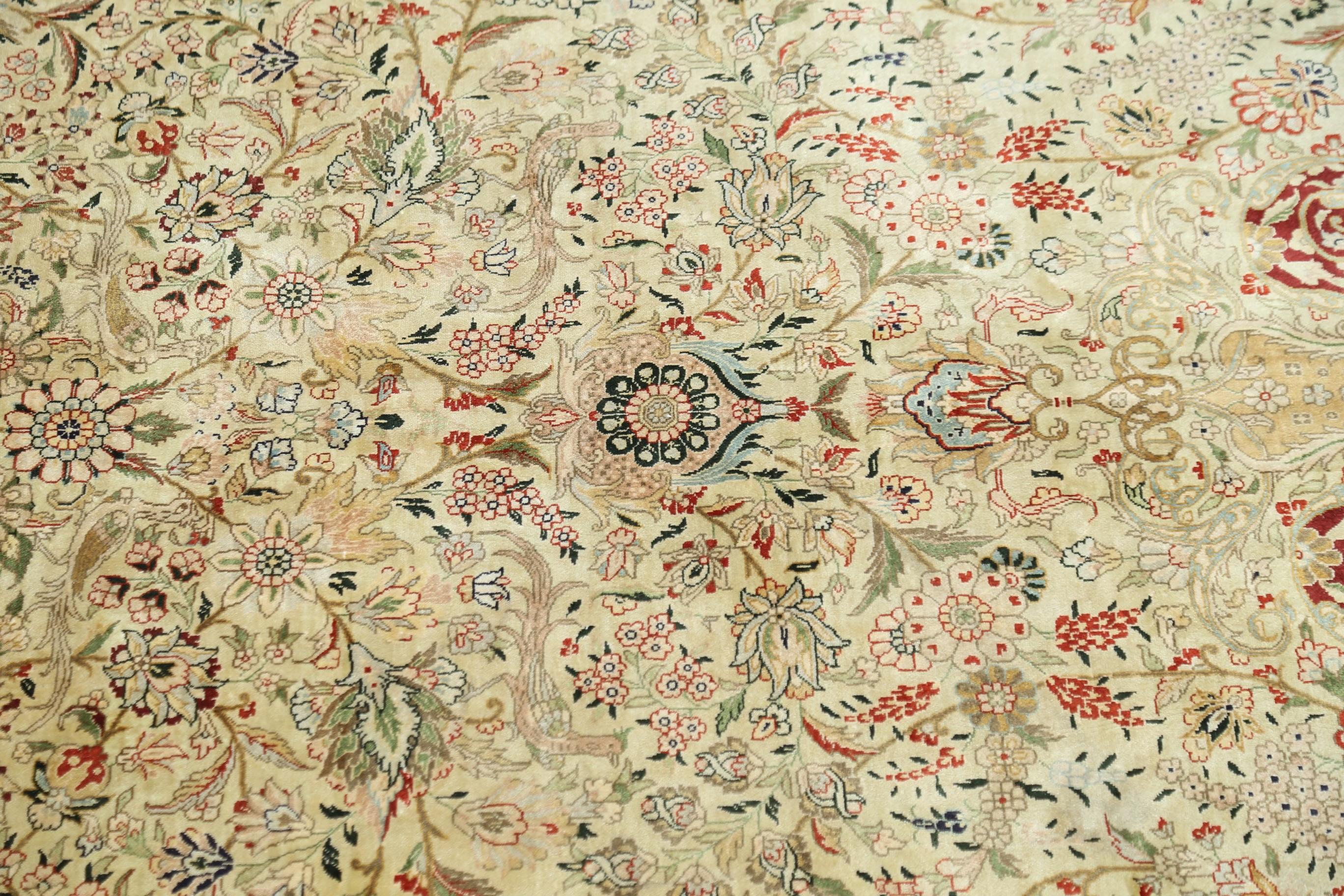 Extremely Fine Sino Hereke Silk Rug For Sale 1