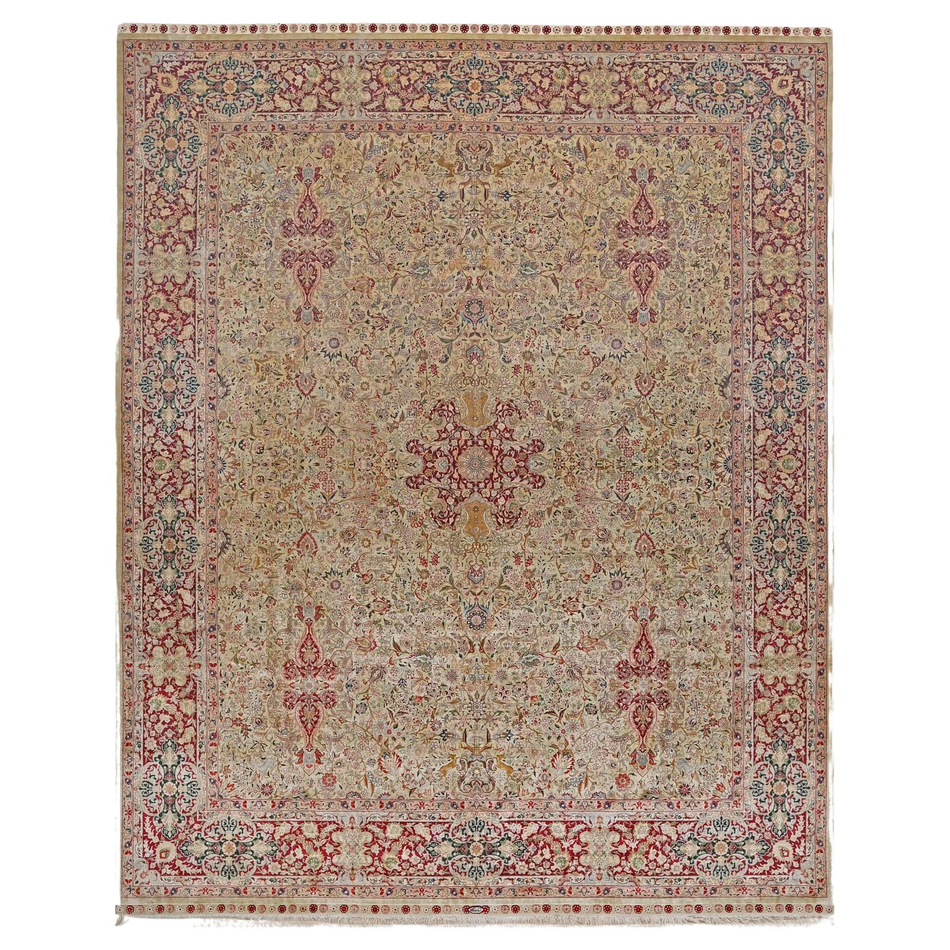 Extremely Fine Sino Hereke Silk Rug For Sale