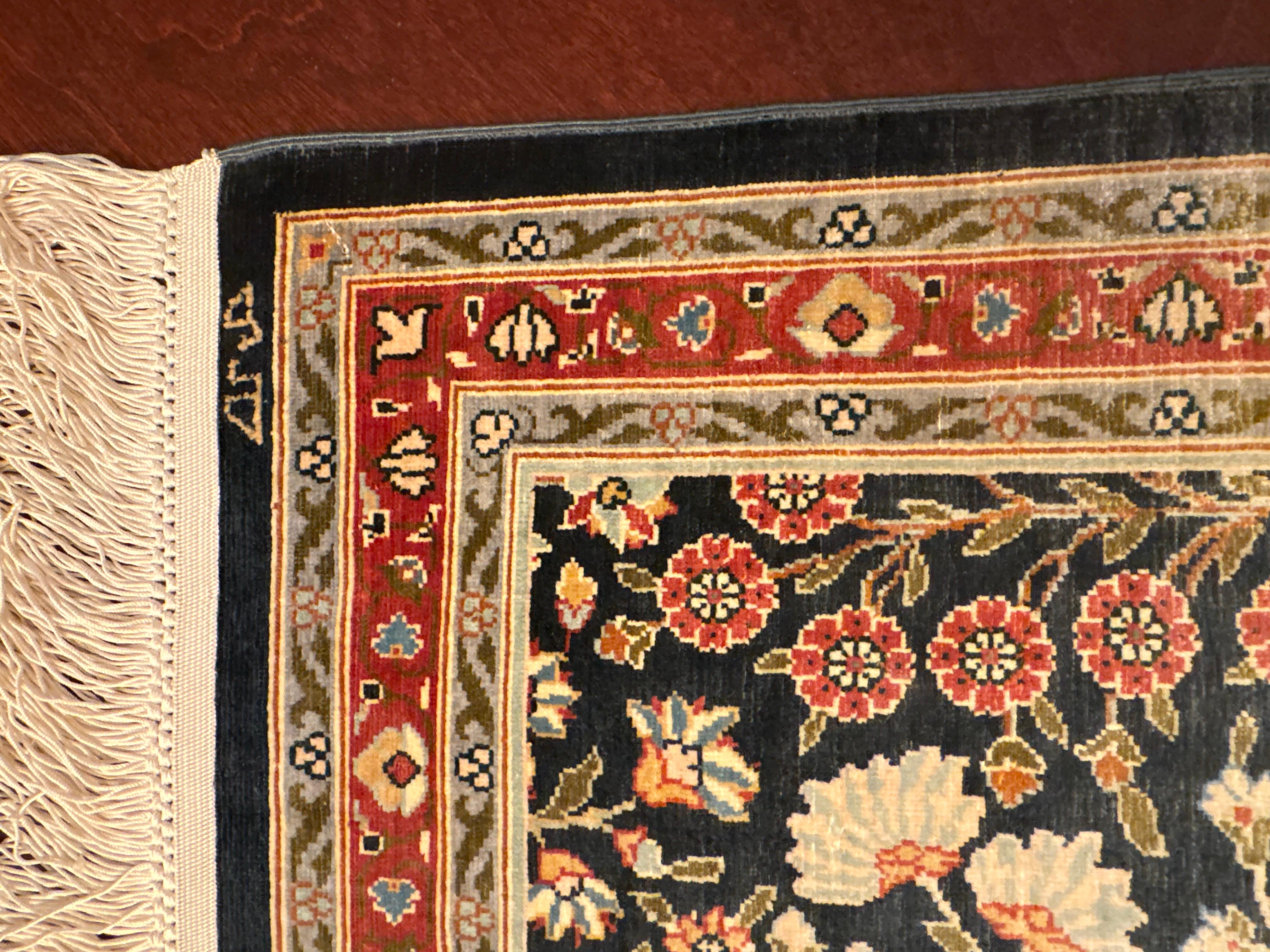 Extremely Fine Turkish Hereke Silk Rug For Sale 4
