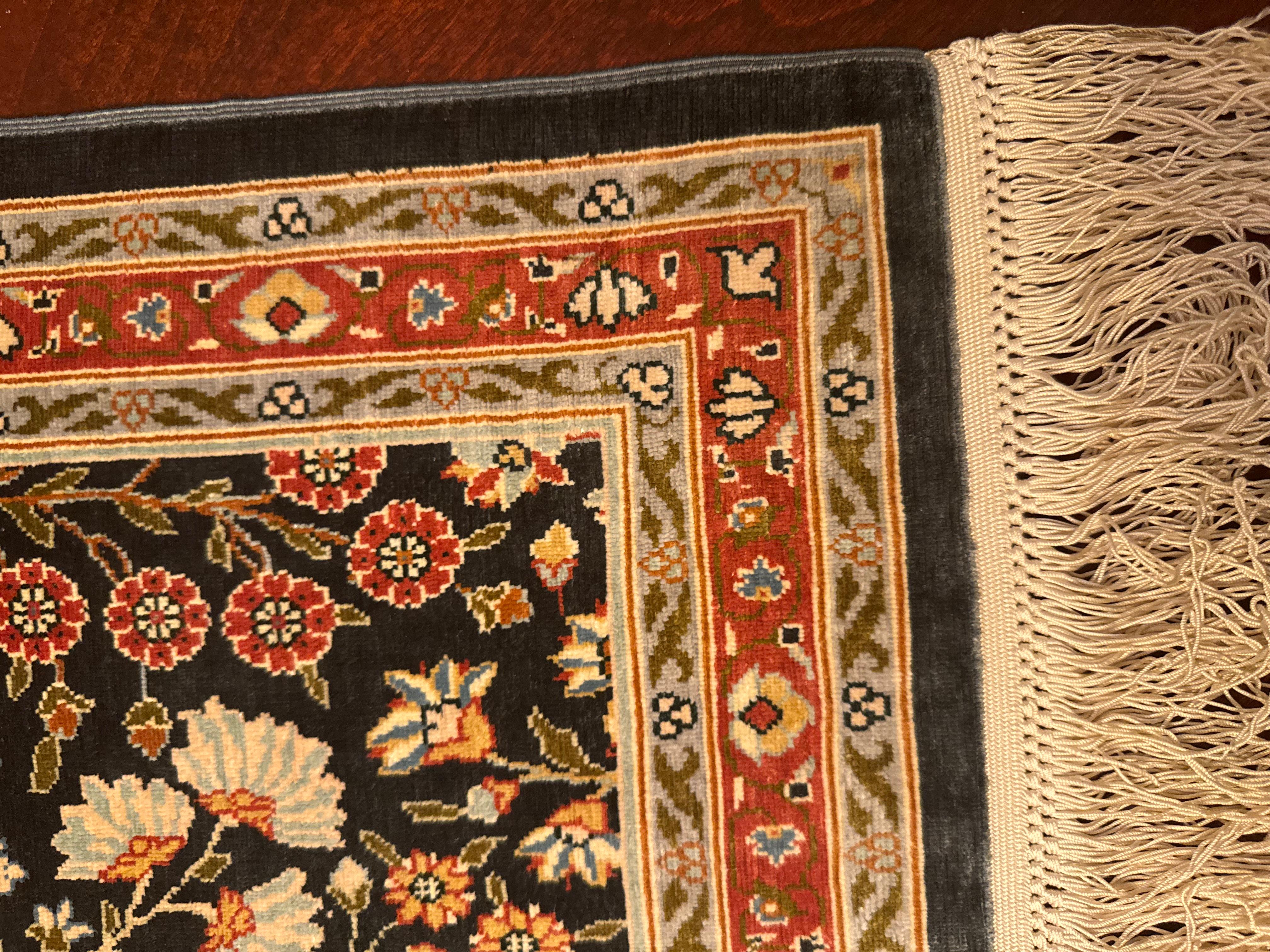 Extremely Fine Turkish Hereke Silk Rug For Sale 5