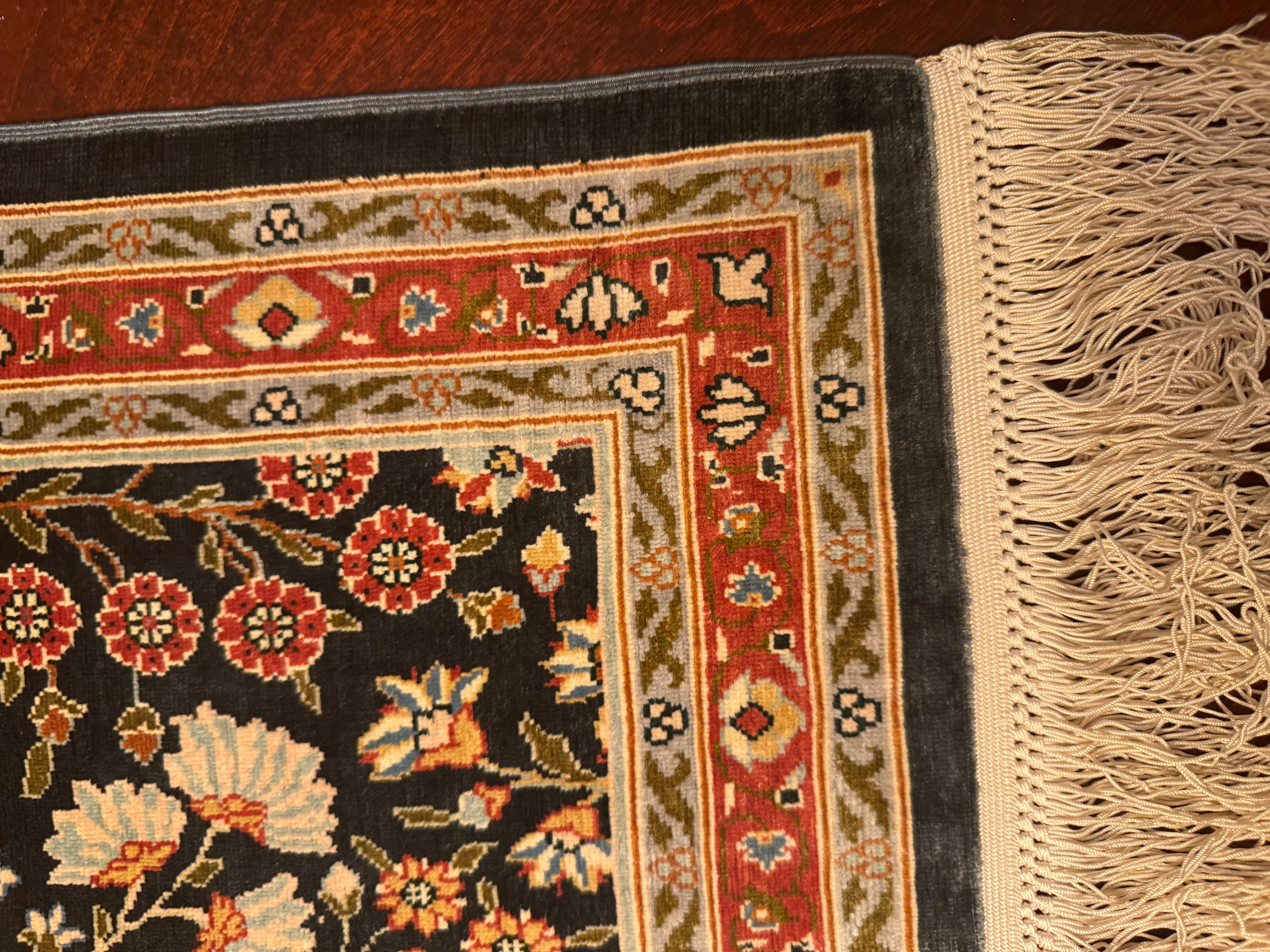 Extremely Fine Turkish Hereke Silk Rug For Sale 8