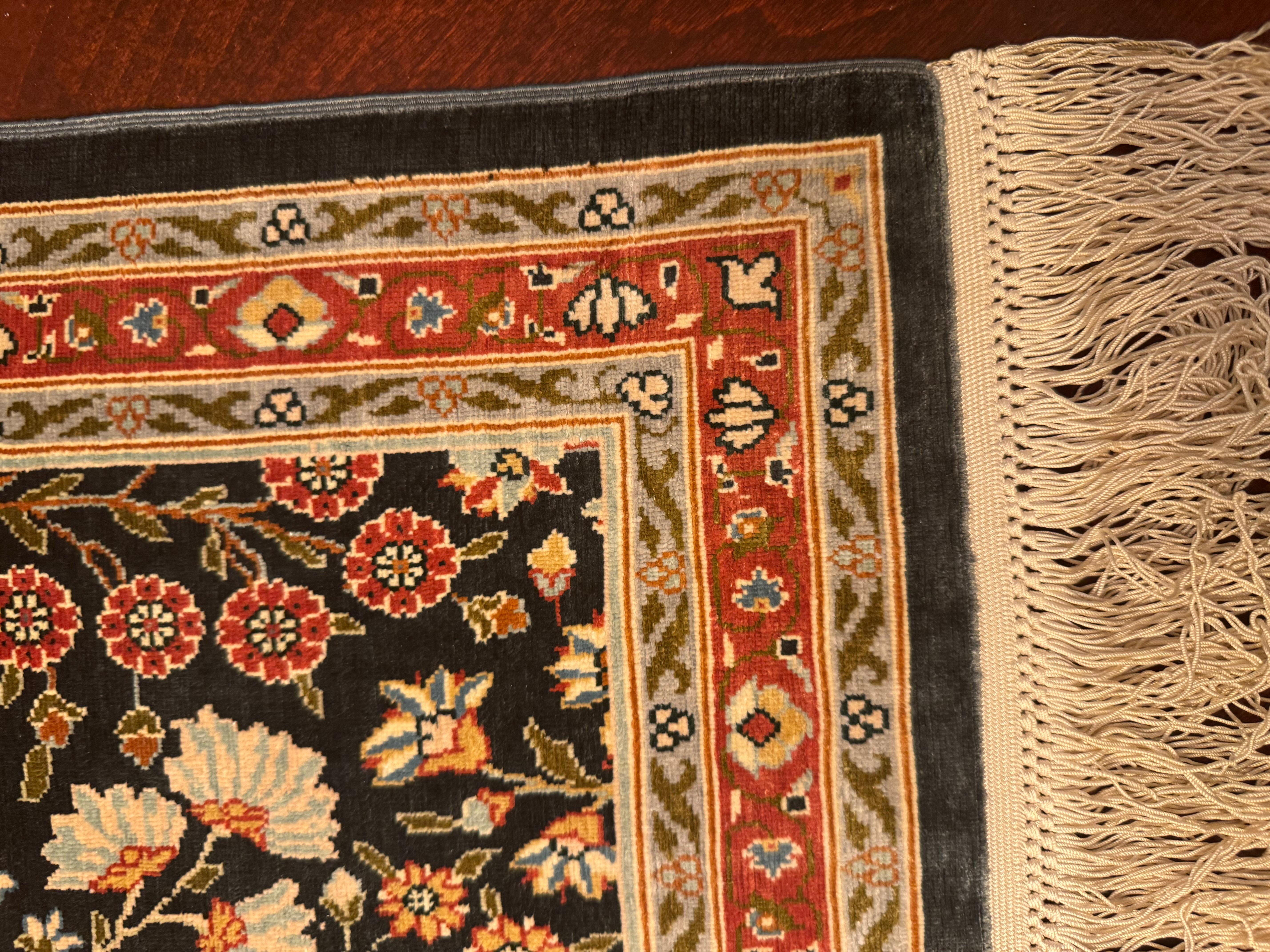 Extremely Fine Turkish Hereke Silk Rug For Sale 9