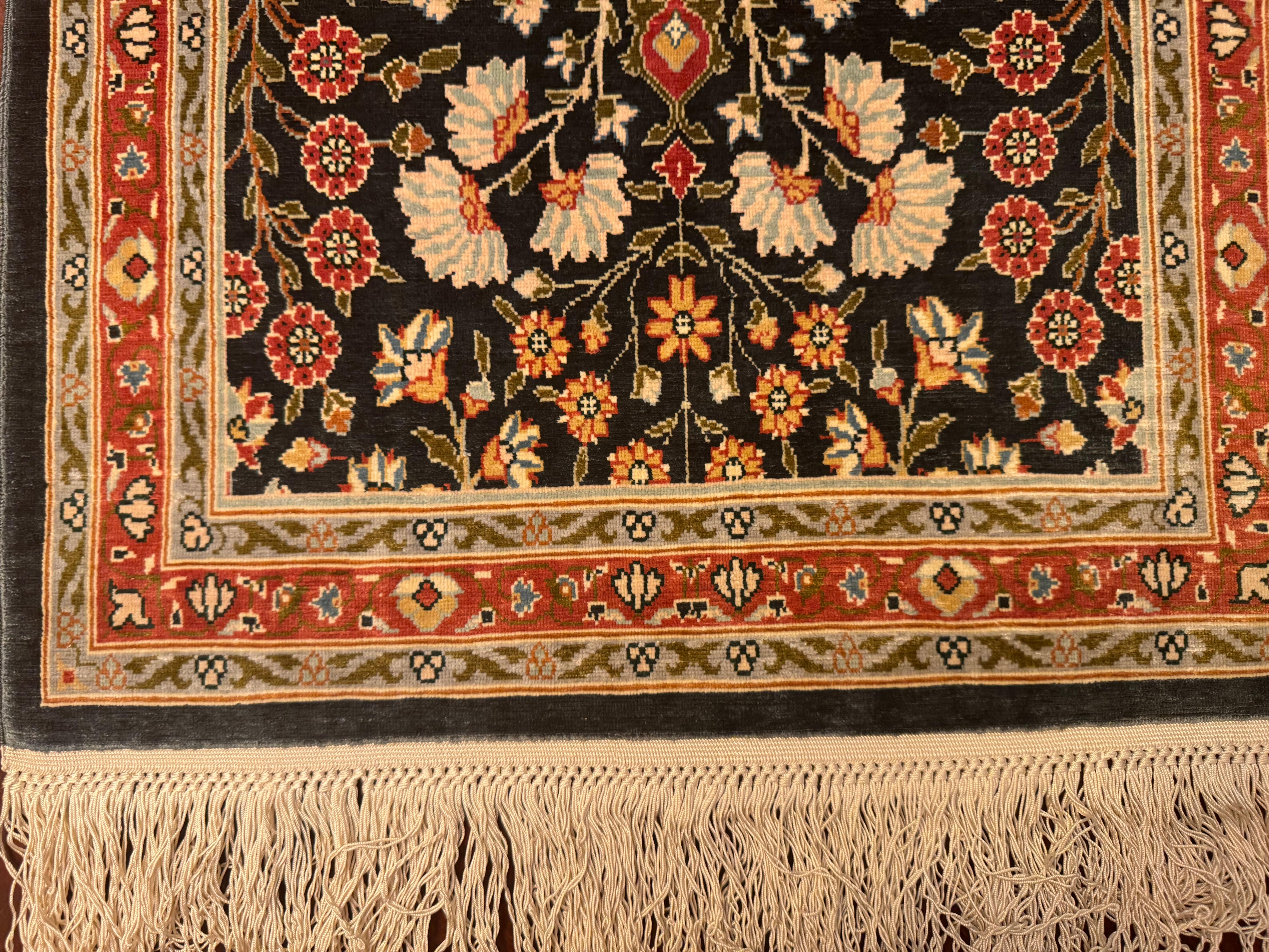 Extremely Fine Turkish Hereke Silk Rug For Sale 10