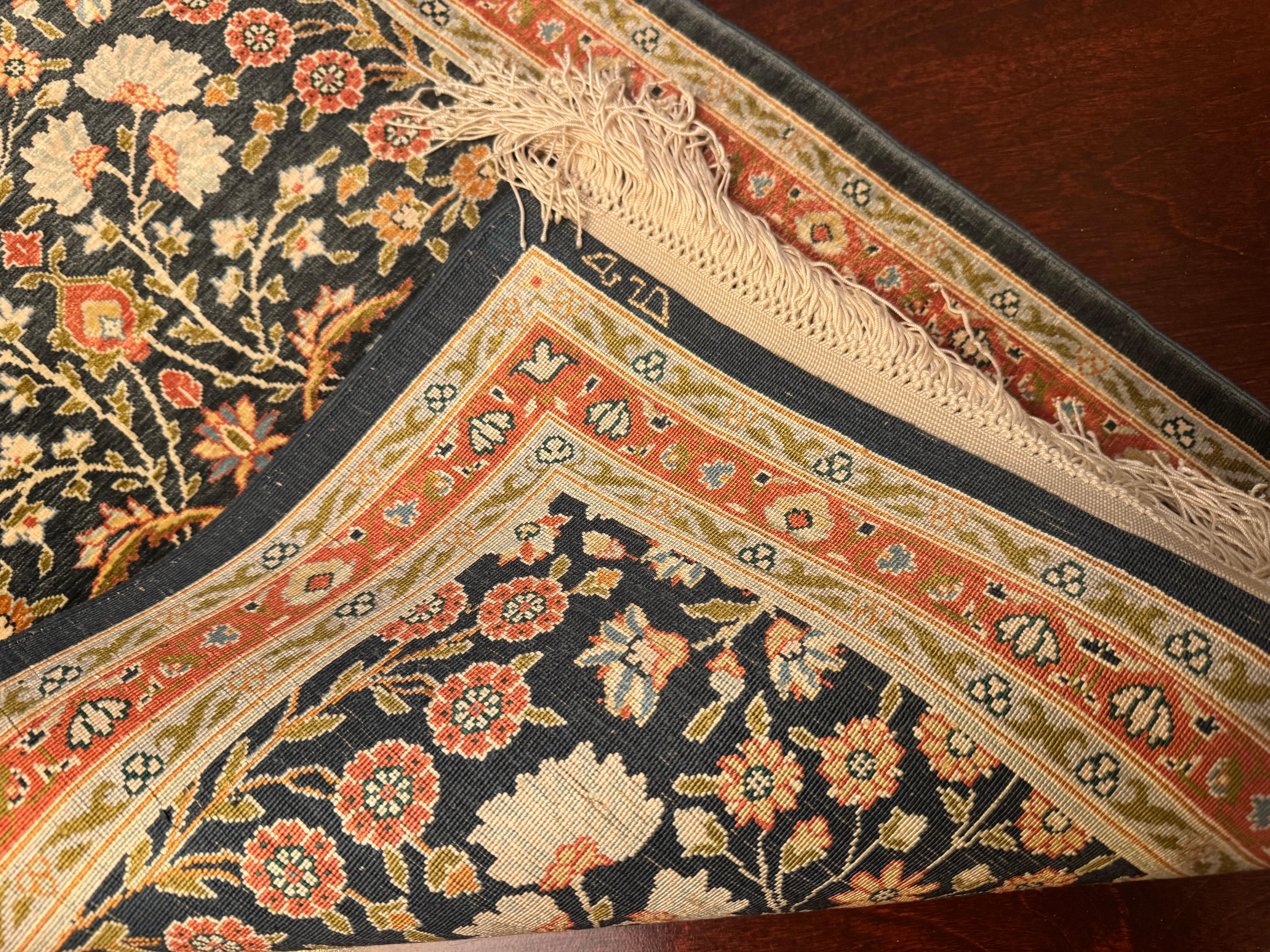 Extremely Fine Turkish Hereke Silk Rug For Sale 12