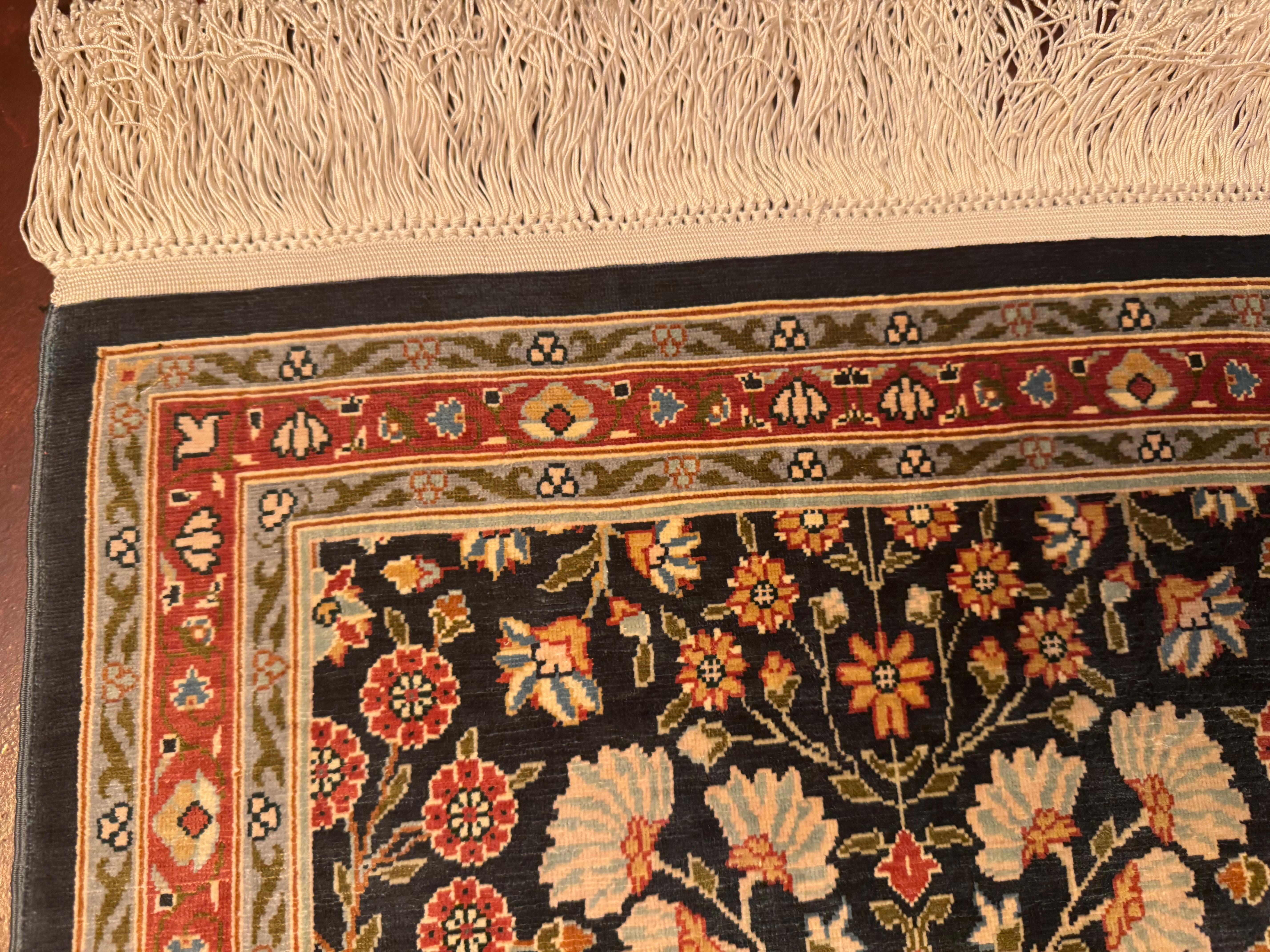 Extremely Fine Turkish Hereke Silk Rug In Excellent Condition For Sale In Gainesville, VA