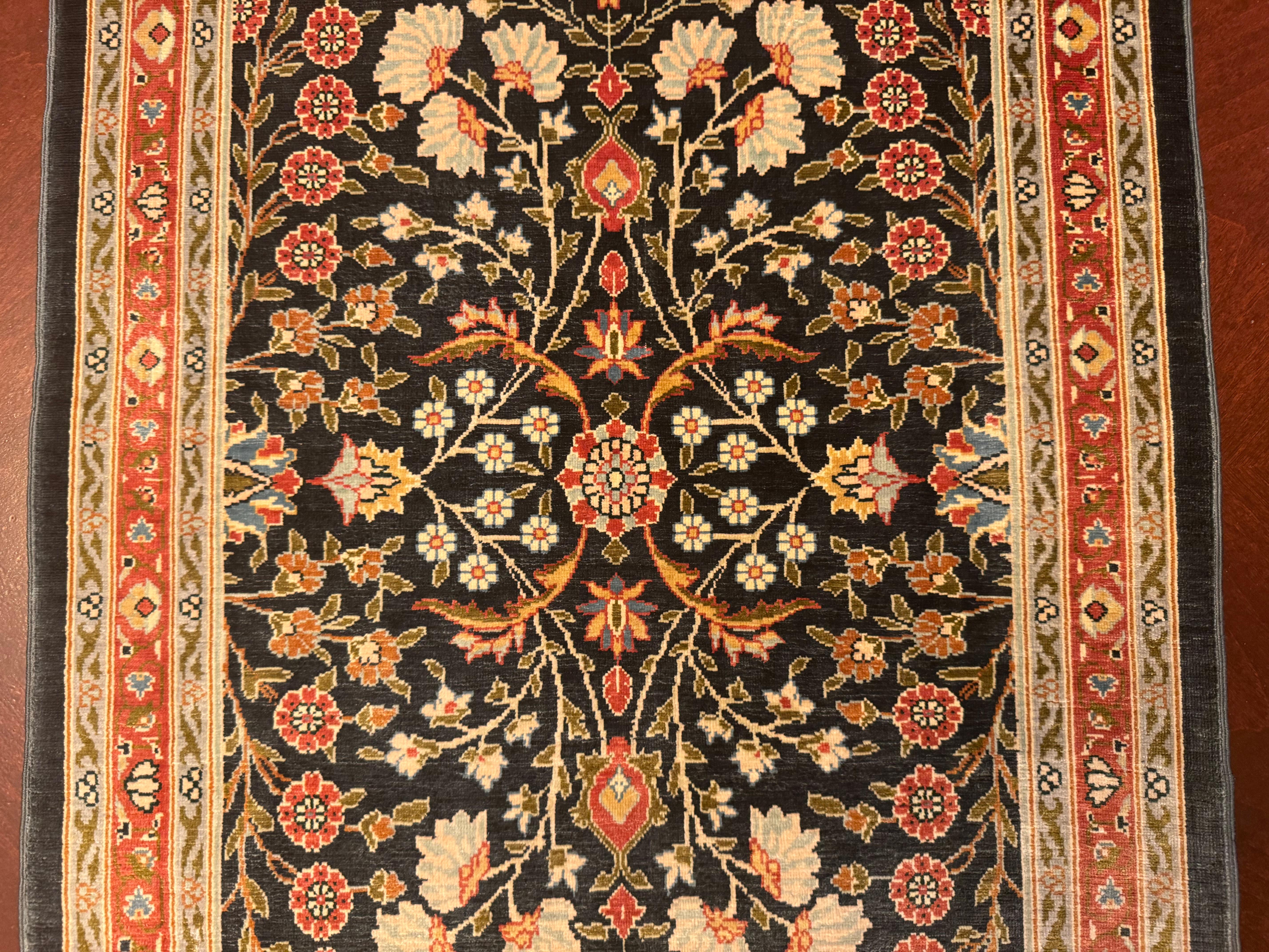 20th Century Extremely Fine Turkish Hereke Silk Rug For Sale