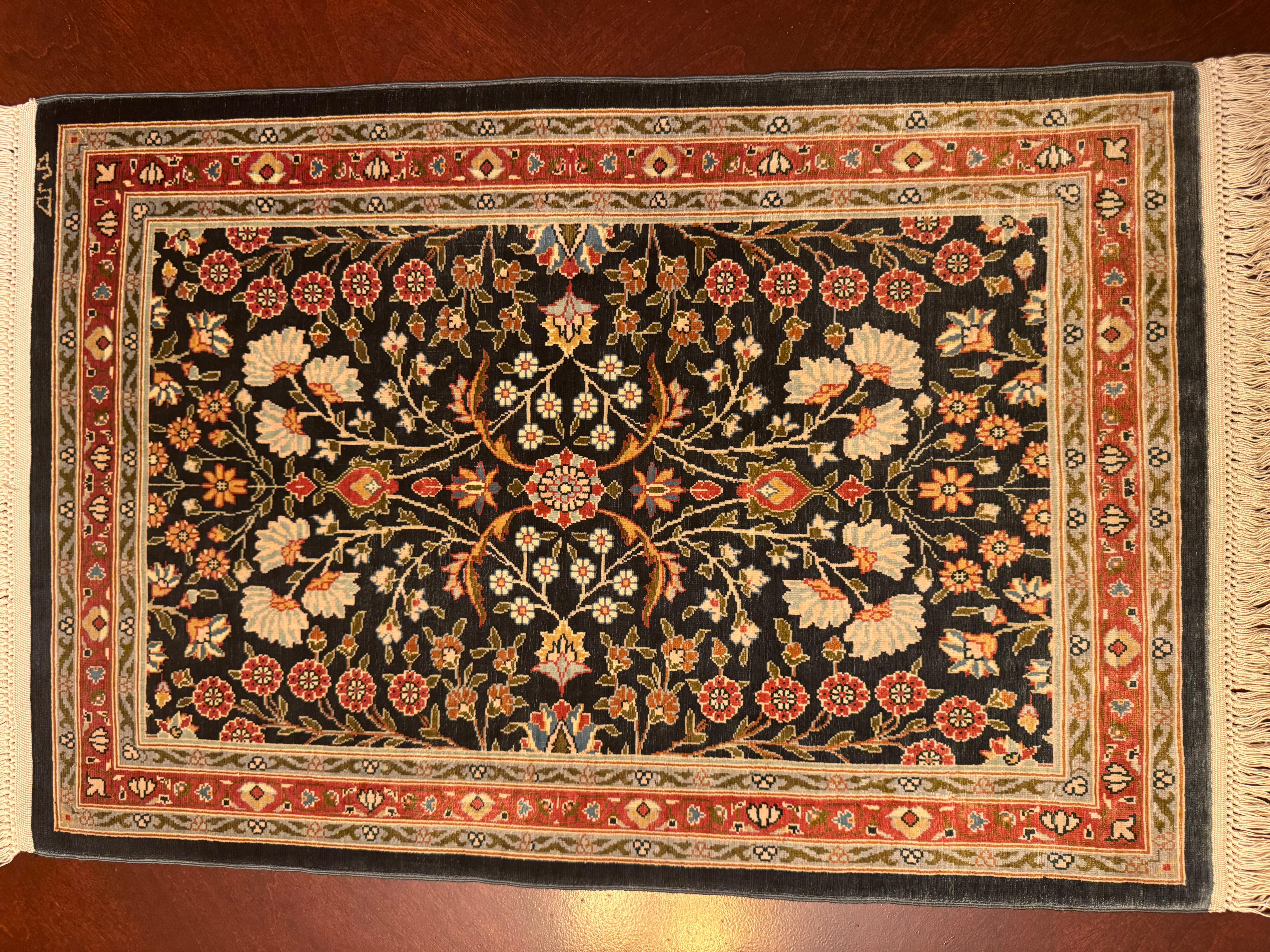 Extremely Fine Turkish Hereke Silk Rug For Sale 1