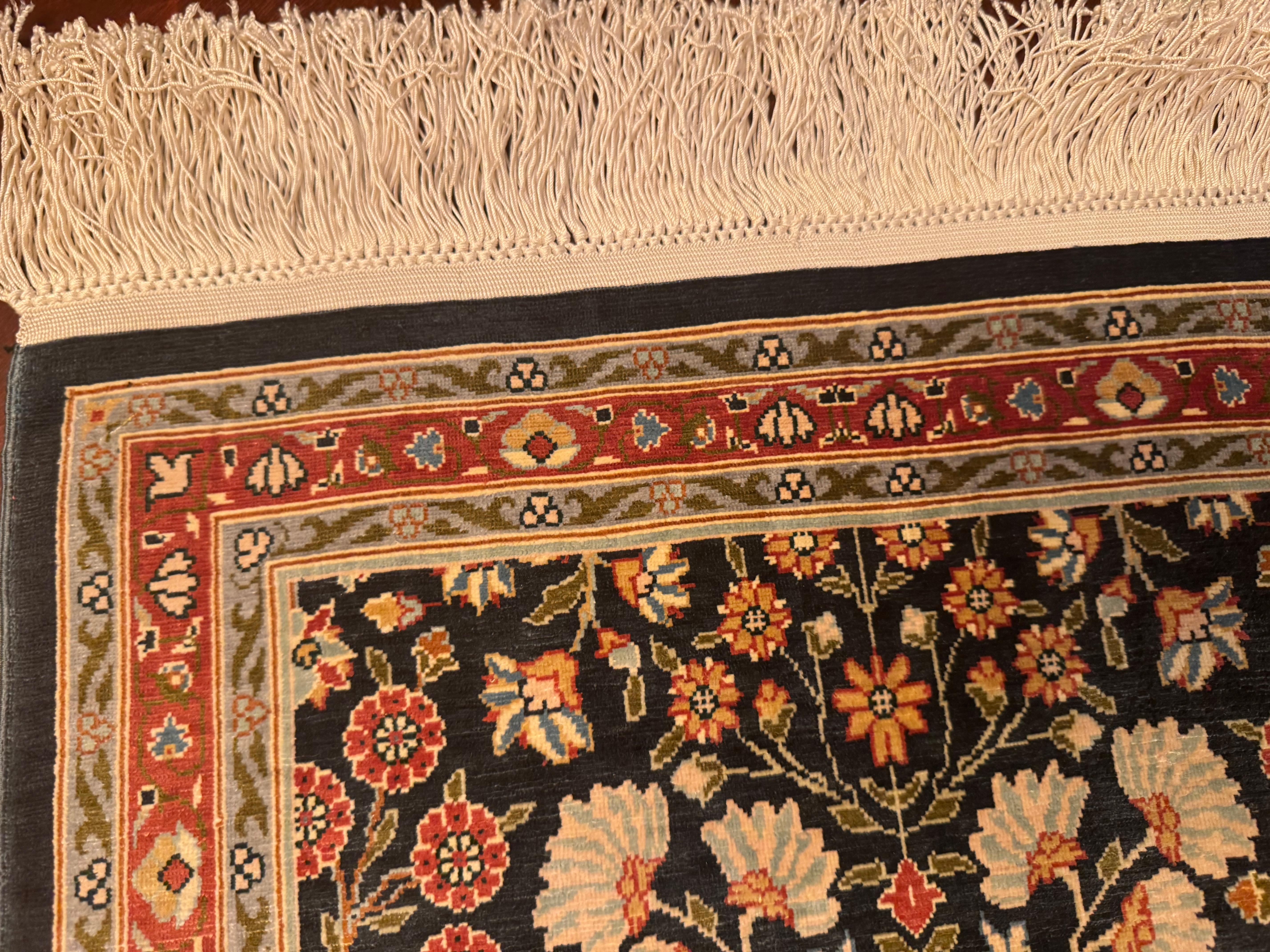 Extremely Fine Turkish Hereke Silk Rug For Sale 2