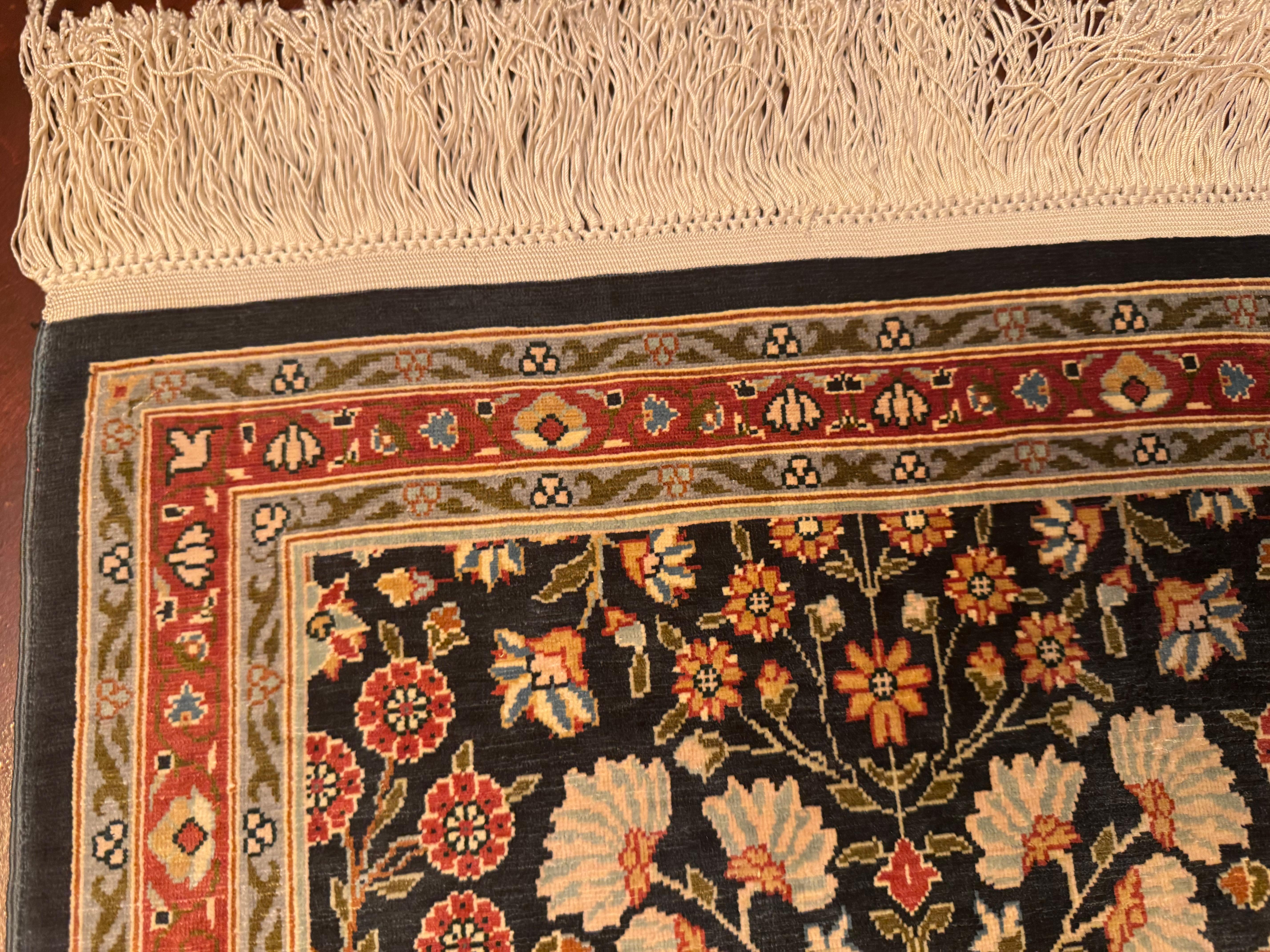 Extremely Fine Turkish Hereke Silk Rug For Sale 3