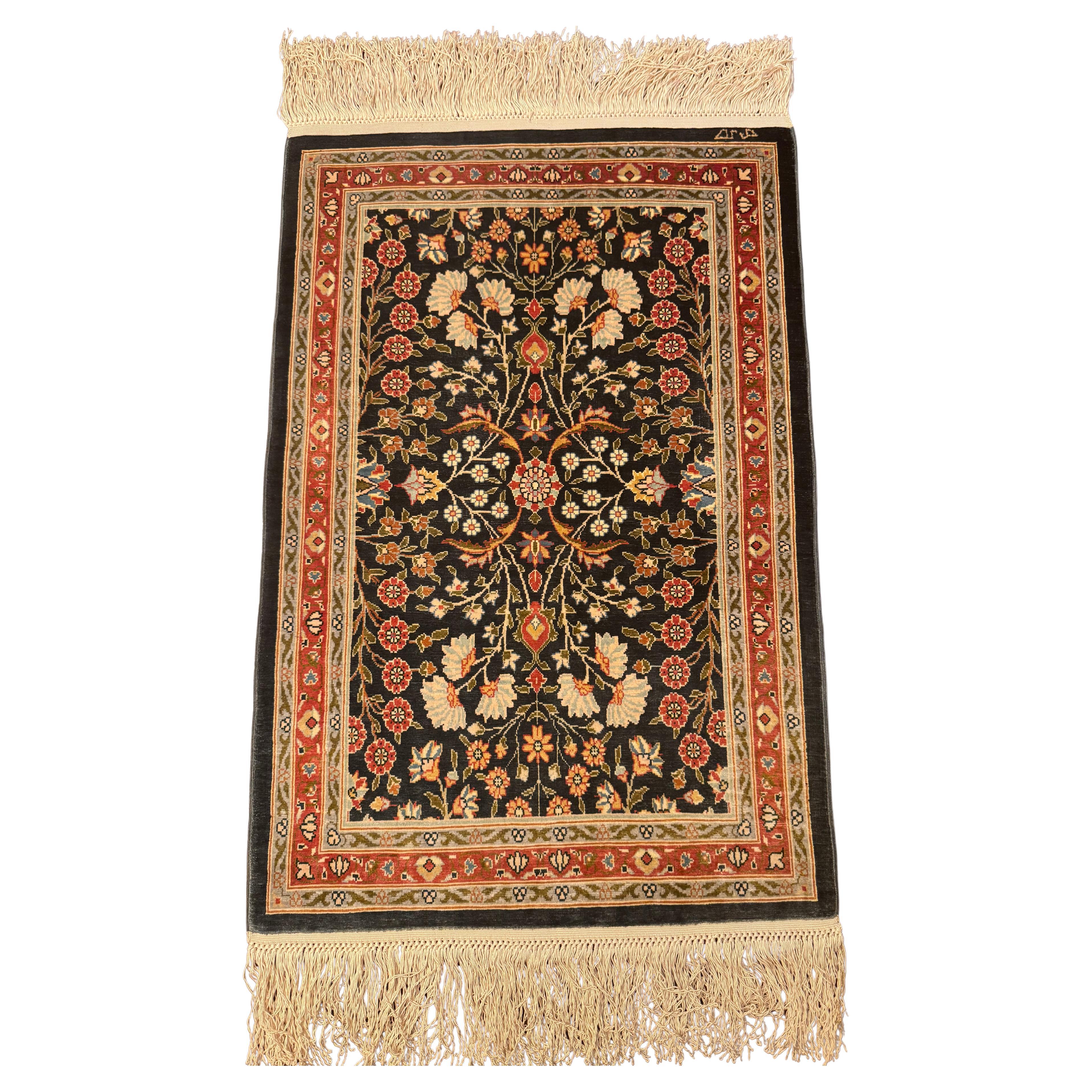 Extremely Fine Turkish Hereke Silk Rug