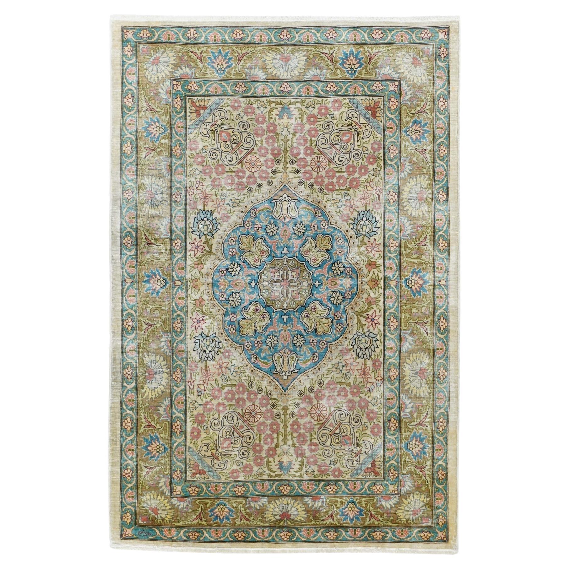 Extremely Fine Turkish Silk Hereke Rug 2'3'' x 3'3''