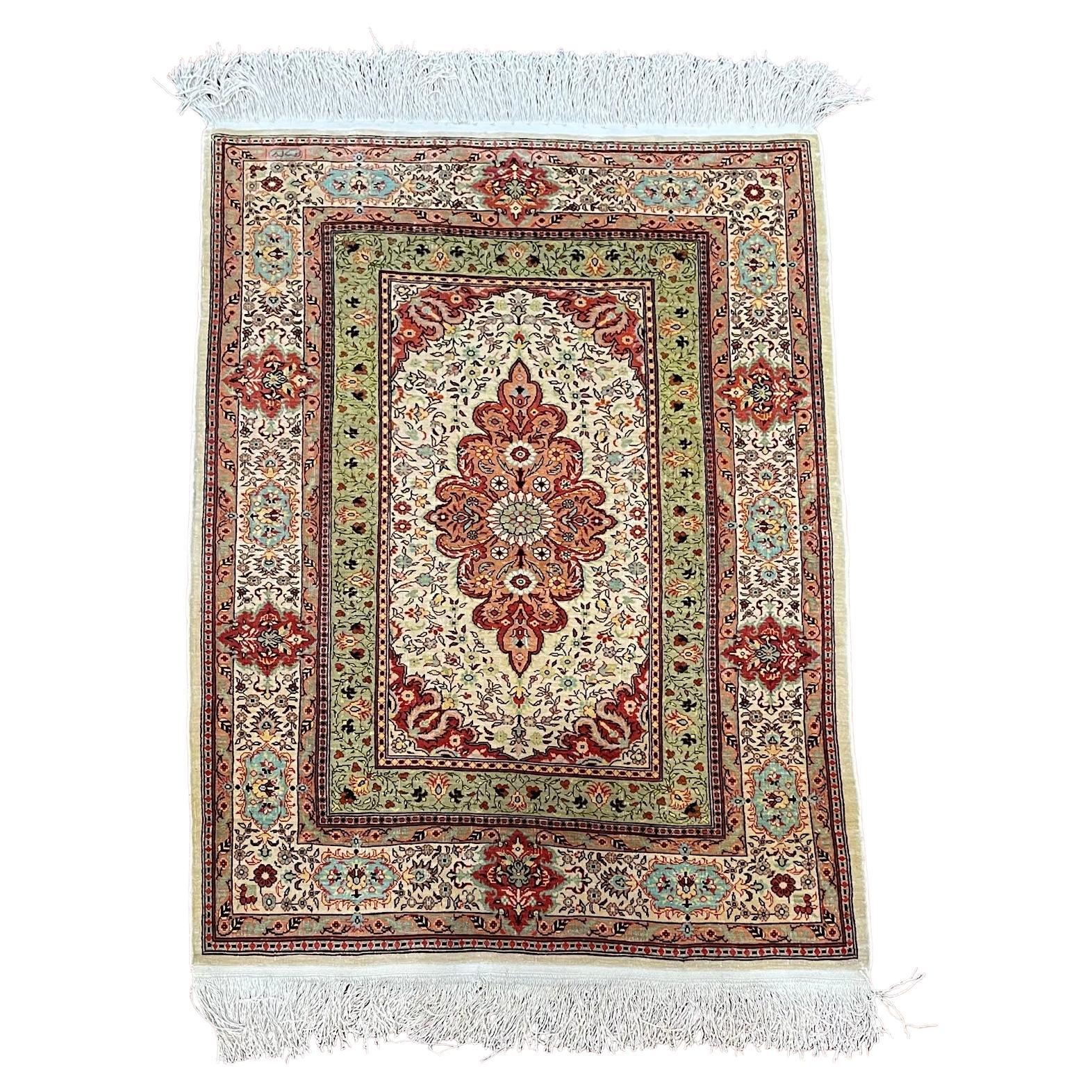 Extremely Fine Turkish Silk Hereke Rug/Carpet For Sale