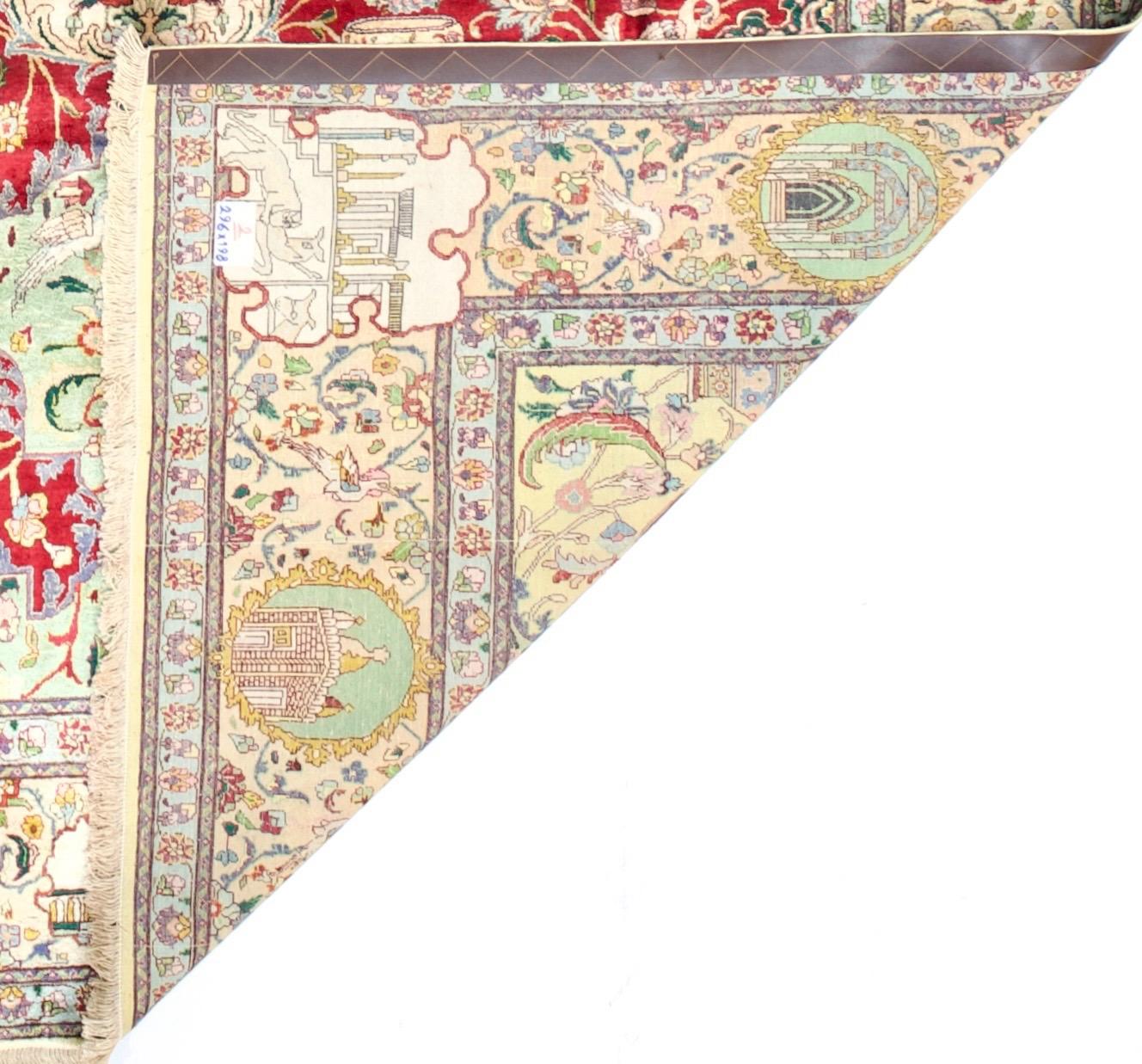 Seta Tappeto Tabriz in seta persiana vintage estremamente pregiato 6'6