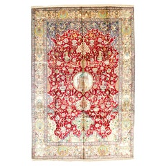 Alfombra Tabriz de Seda Persa Vintage Extremadamente Fina 6'6" x 9'9