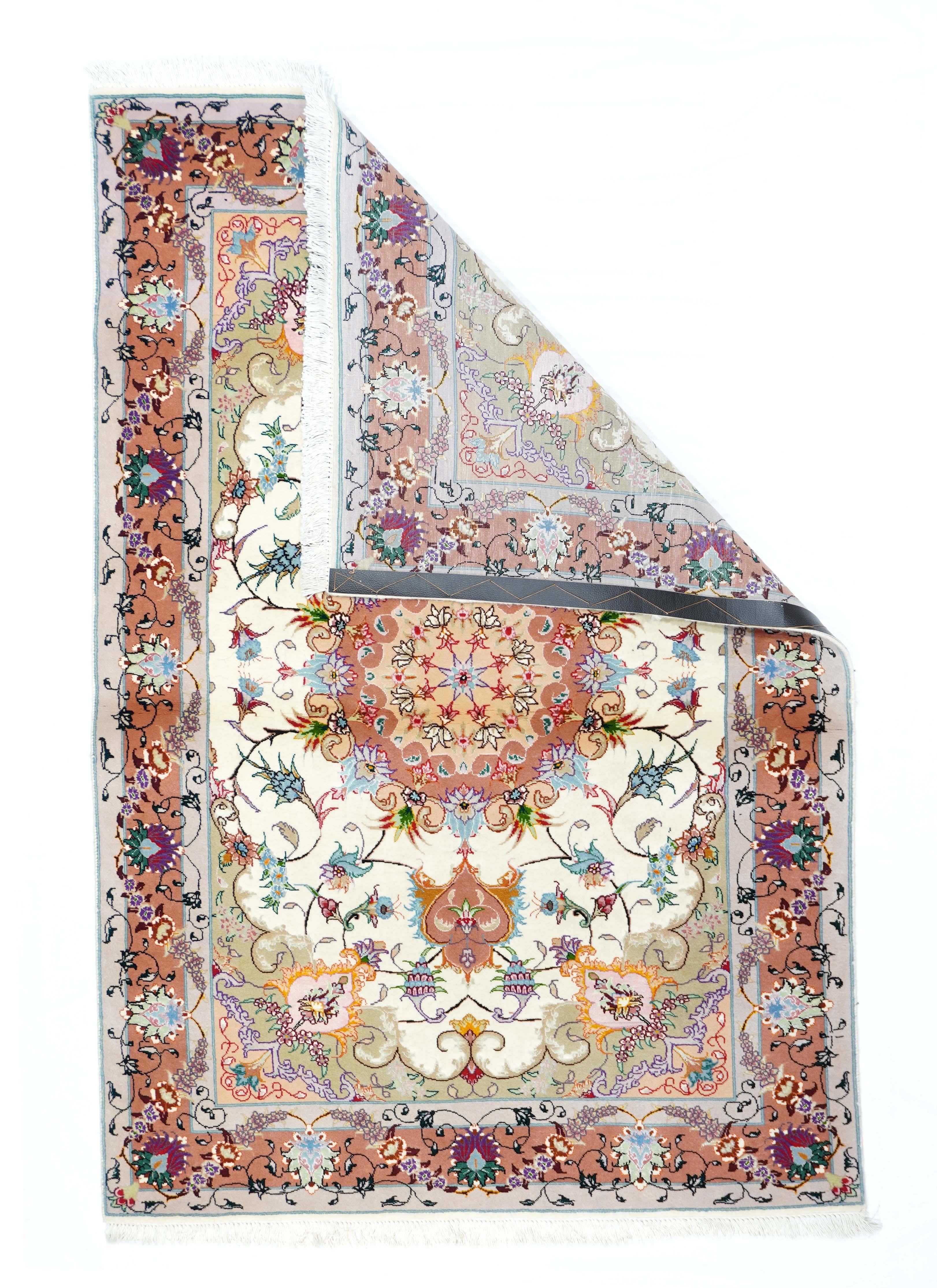 Extrem feine Vintage Persisch Tabriz Teppich 3'3