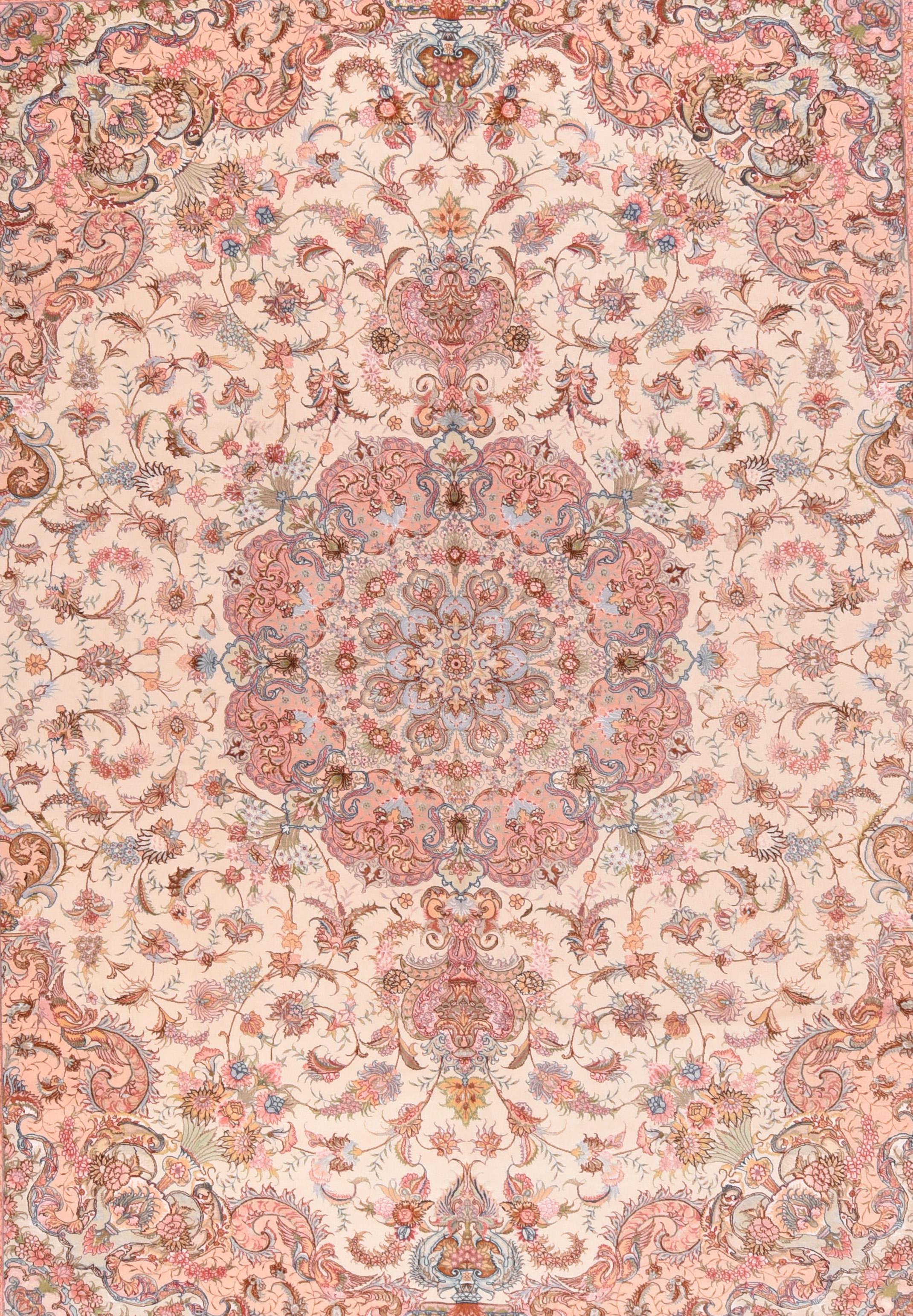 Extrem fein Vintage Persisch Tabriz Teppich 9'8