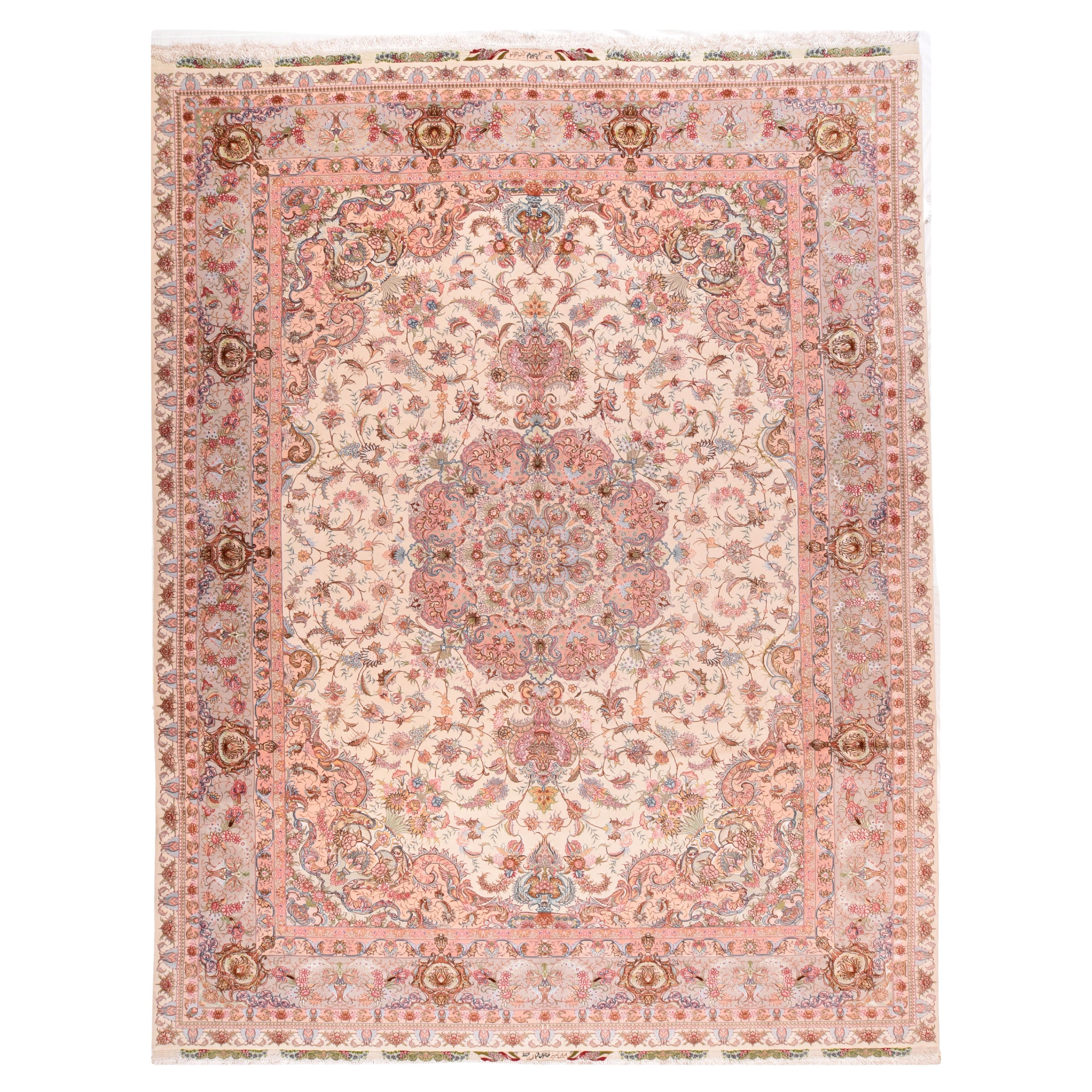 Extrem fein Vintage Persisch Tabriz Teppich 9'8" x 13'0"