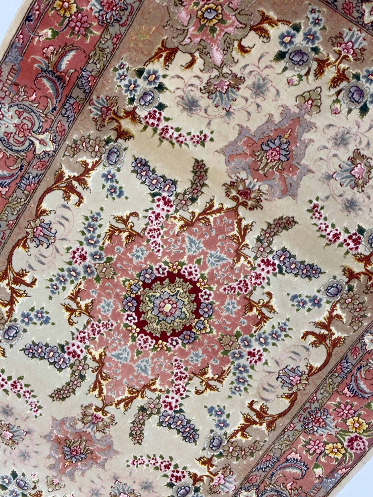 Lana Tappeto persiano d'epoca in lana e seta Tabriz, estremamente fine, 3'4