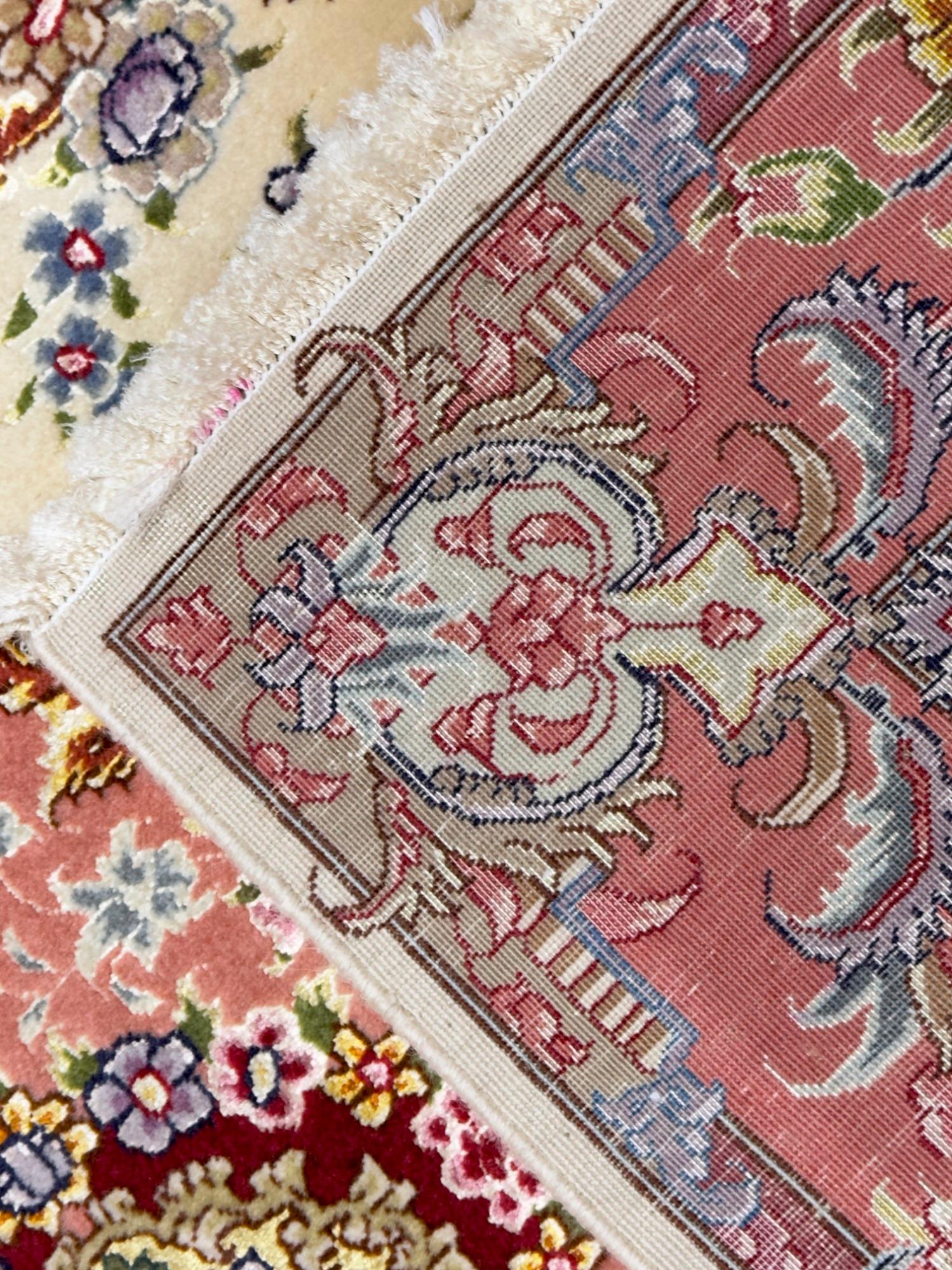 Tappeto persiano d'epoca in lana e seta Tabriz, estremamente fine, 3'4