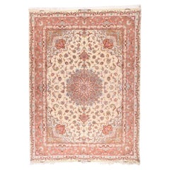 Très beau tapis persan vintage Tabriz en laine et soie 9'6 x 13'0".