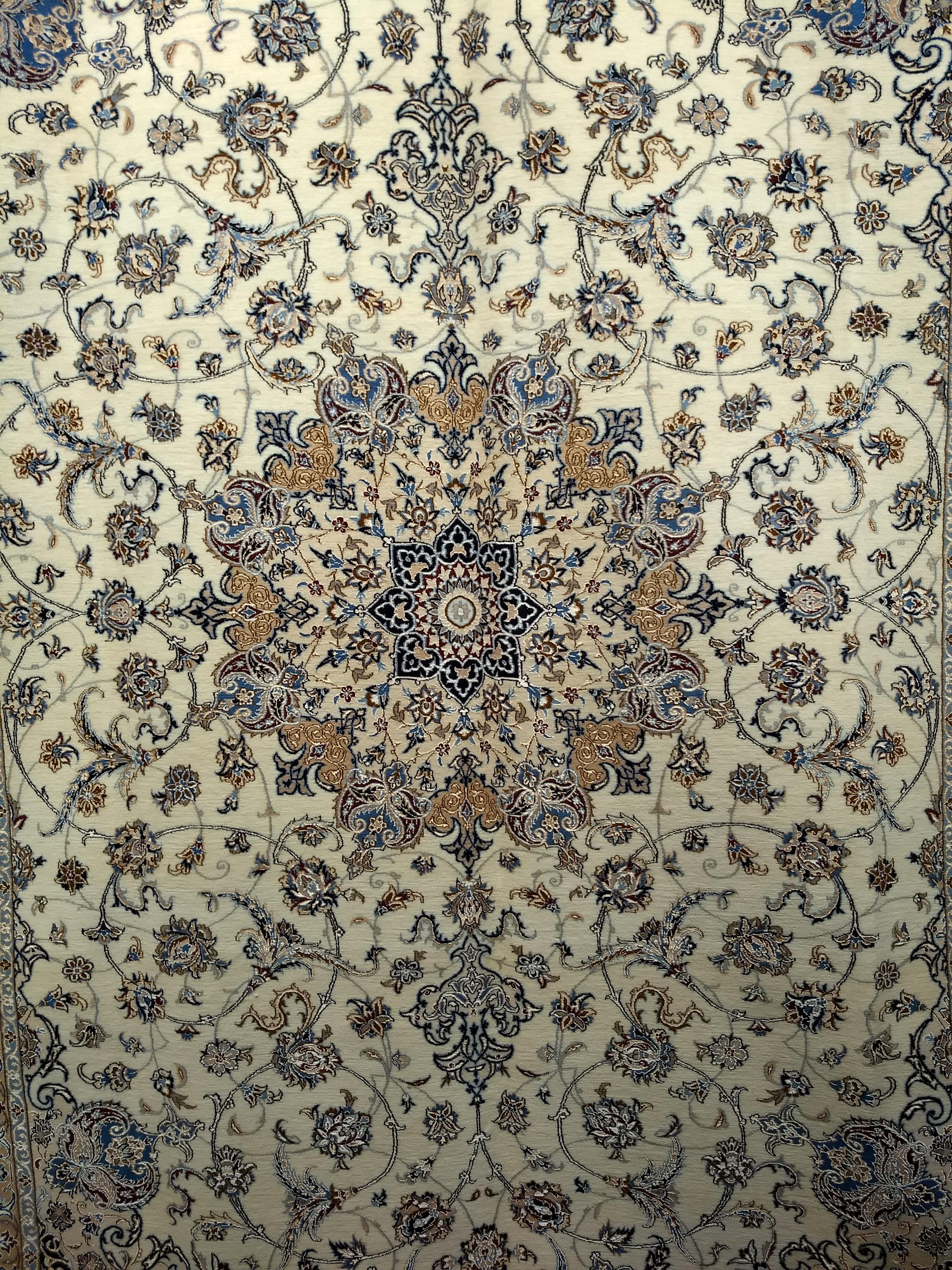 Extremely Fine Weave Persian Nain Habibian in Floral Pattern with Silk Highlight For Sale 12