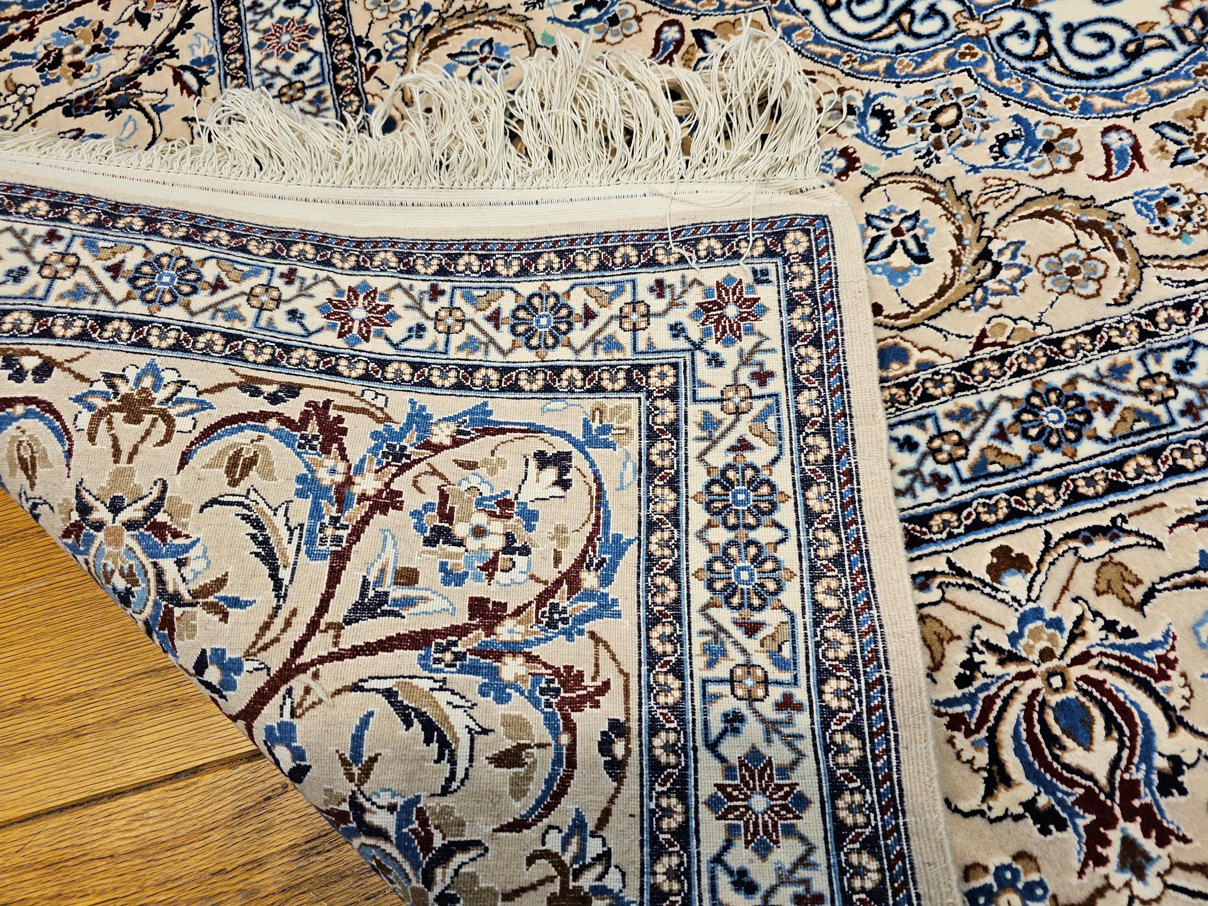 Extremely Fine Weave Persian Nain Habibian in Floral Pattern with Silk Highlight For Sale 12