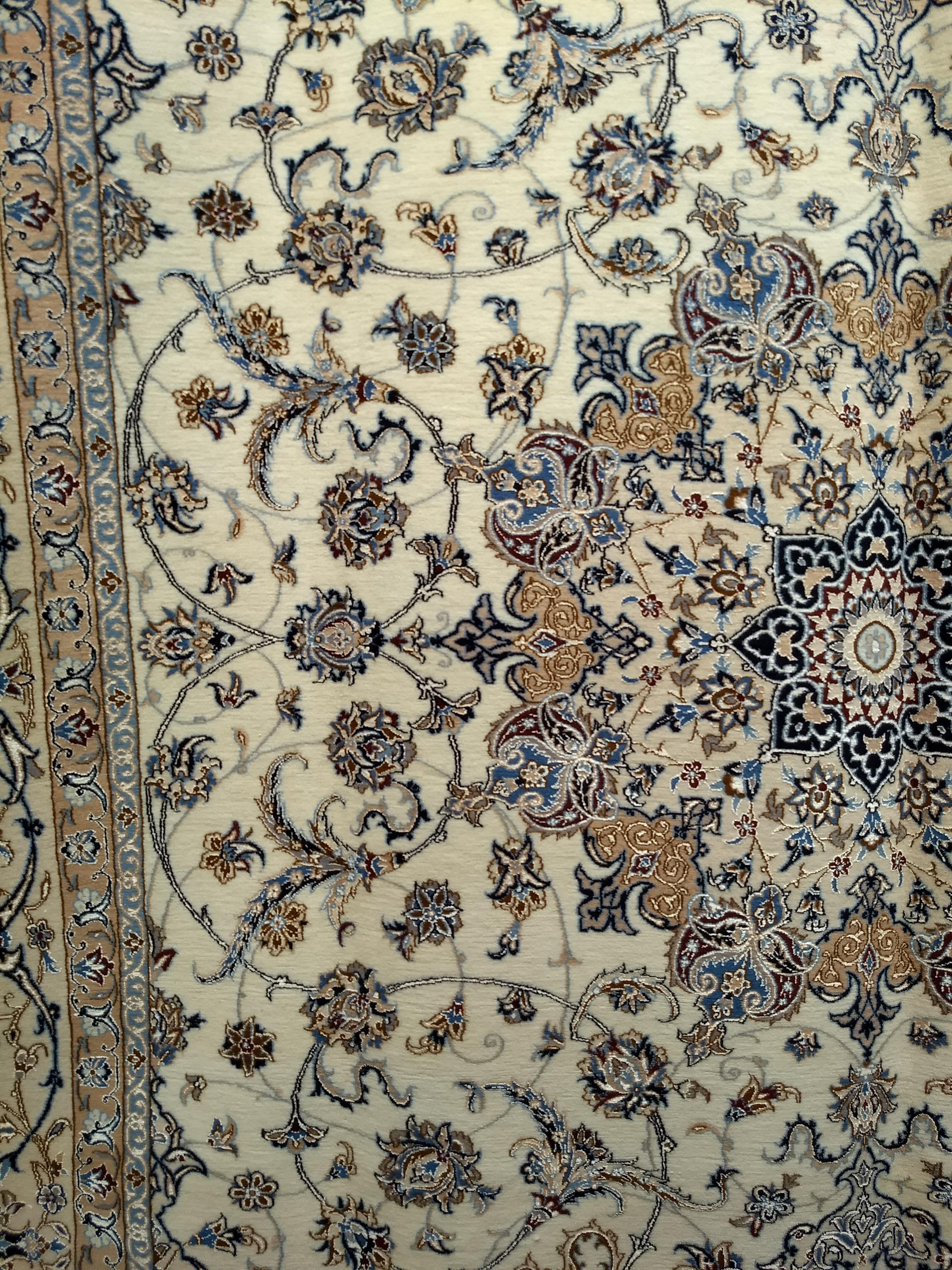 Extremely Fine Weave Persian Nain Habibian in Floral Pattern with Silk Highlight For Sale 13