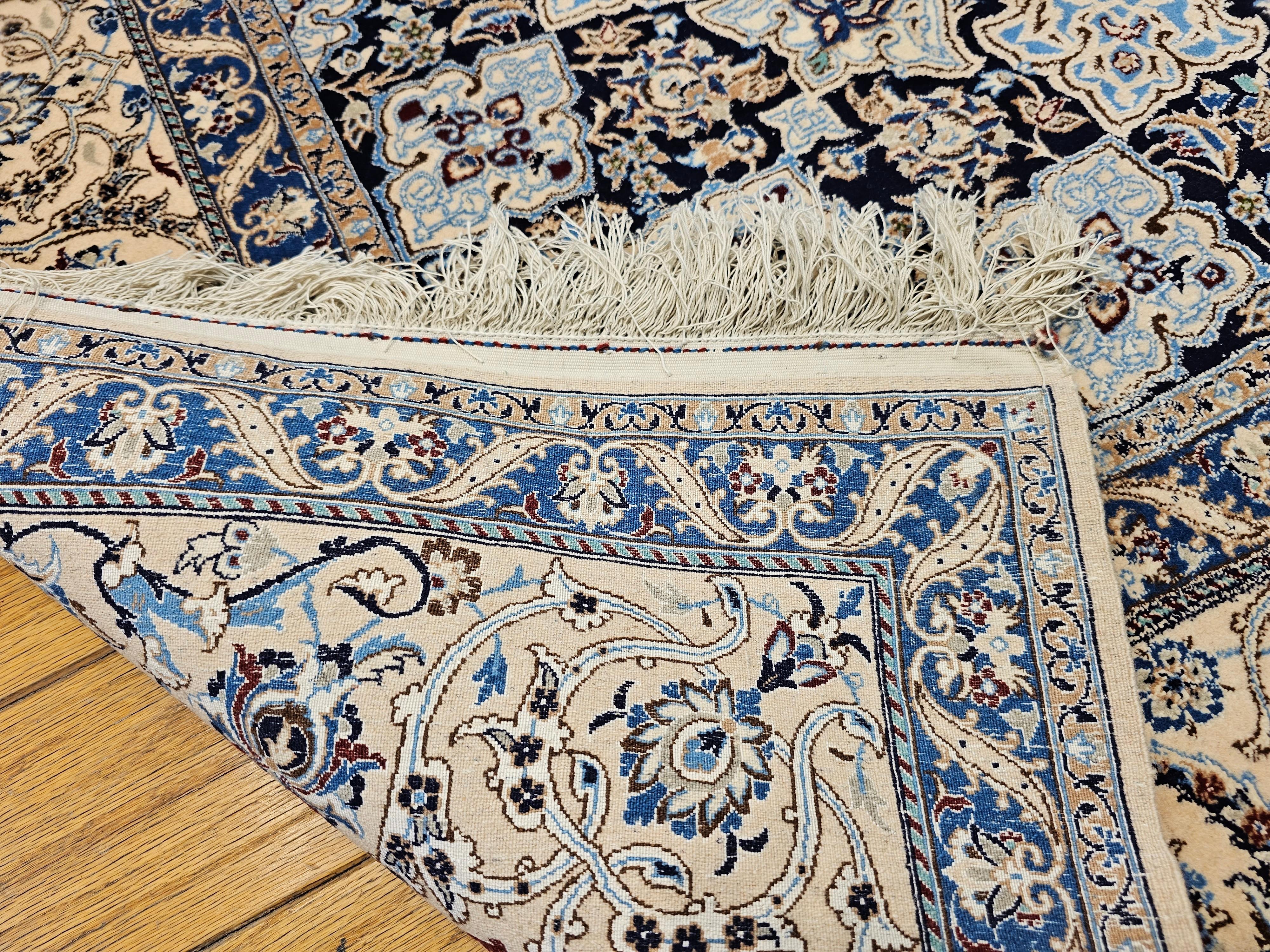 Extremely Fine Weave Persian Nain Habibian in Floral Pattern with Silk Highlight For Sale 14