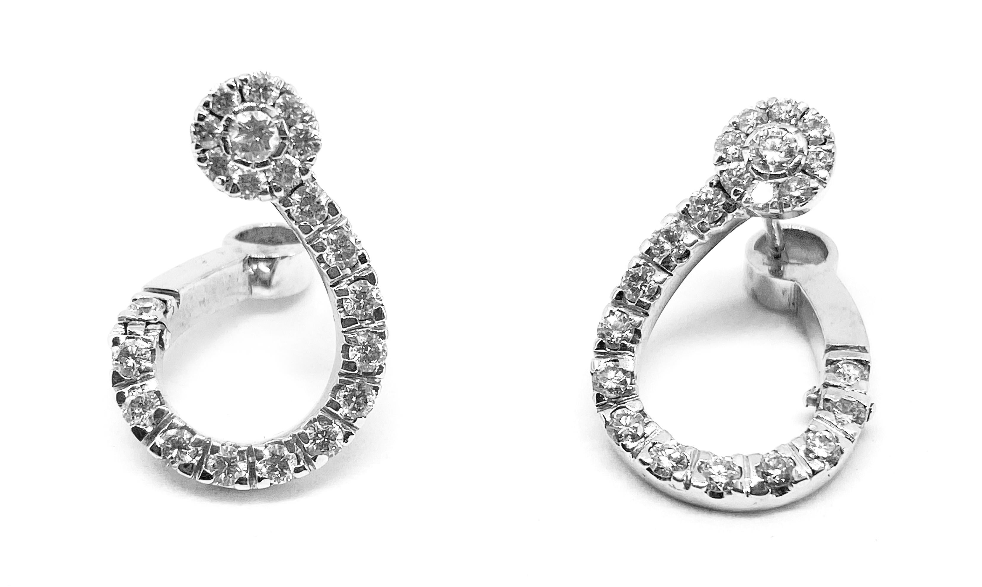 Brilliant Cut 1.65 carat Diamonds White Gold Earrings For Sale