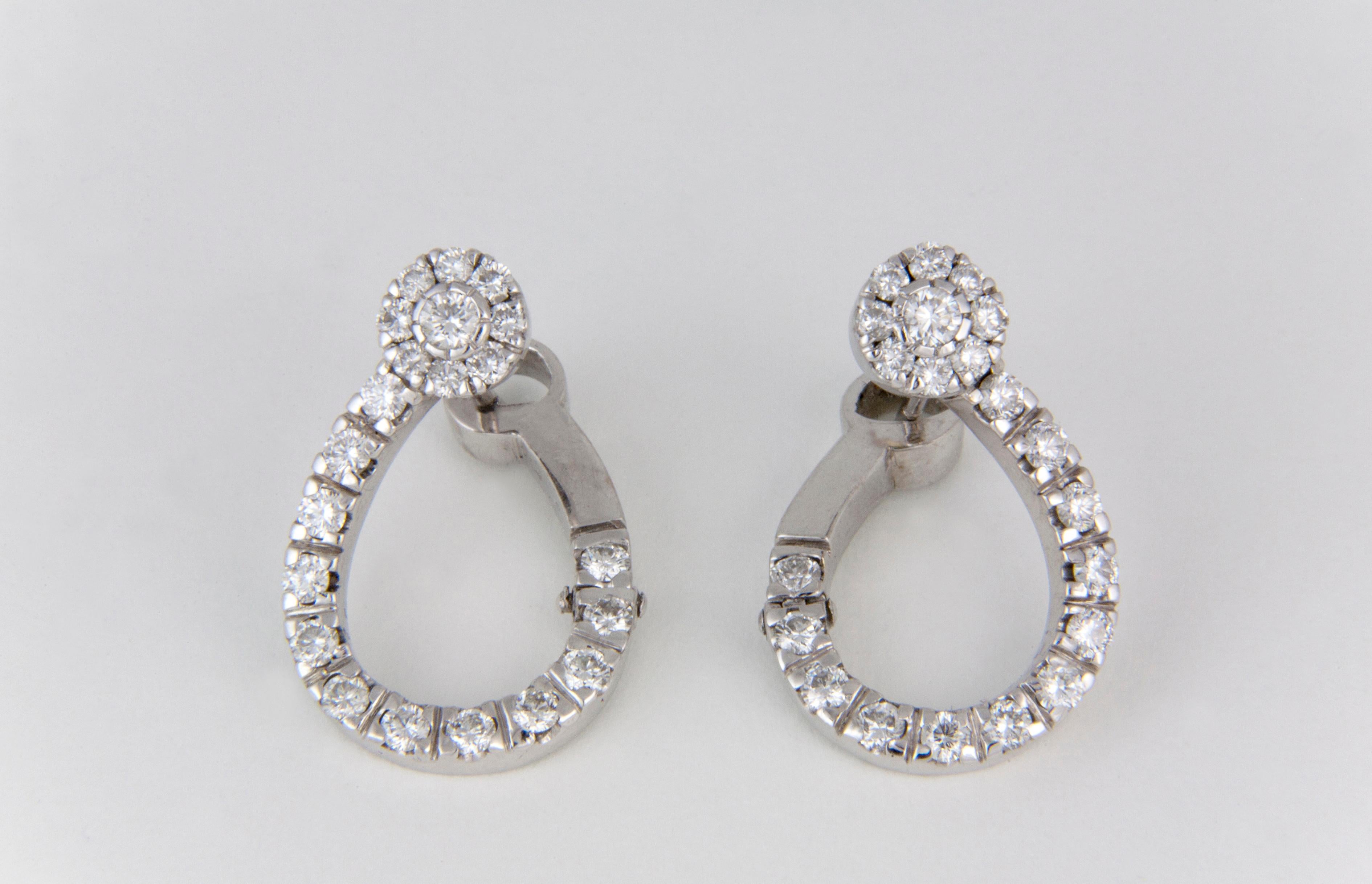 Extremely flattering and very elegant pair of earrings with 1,65 ct diamonds in 18 K White Gold

HRD Certificates can be issued upon request.  
Additional price and delivery will be given prior to client’s purchase. In this case, each piece will be