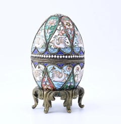 Extremely Gorgeous Russian Enamel Egg With Fabulous Swans