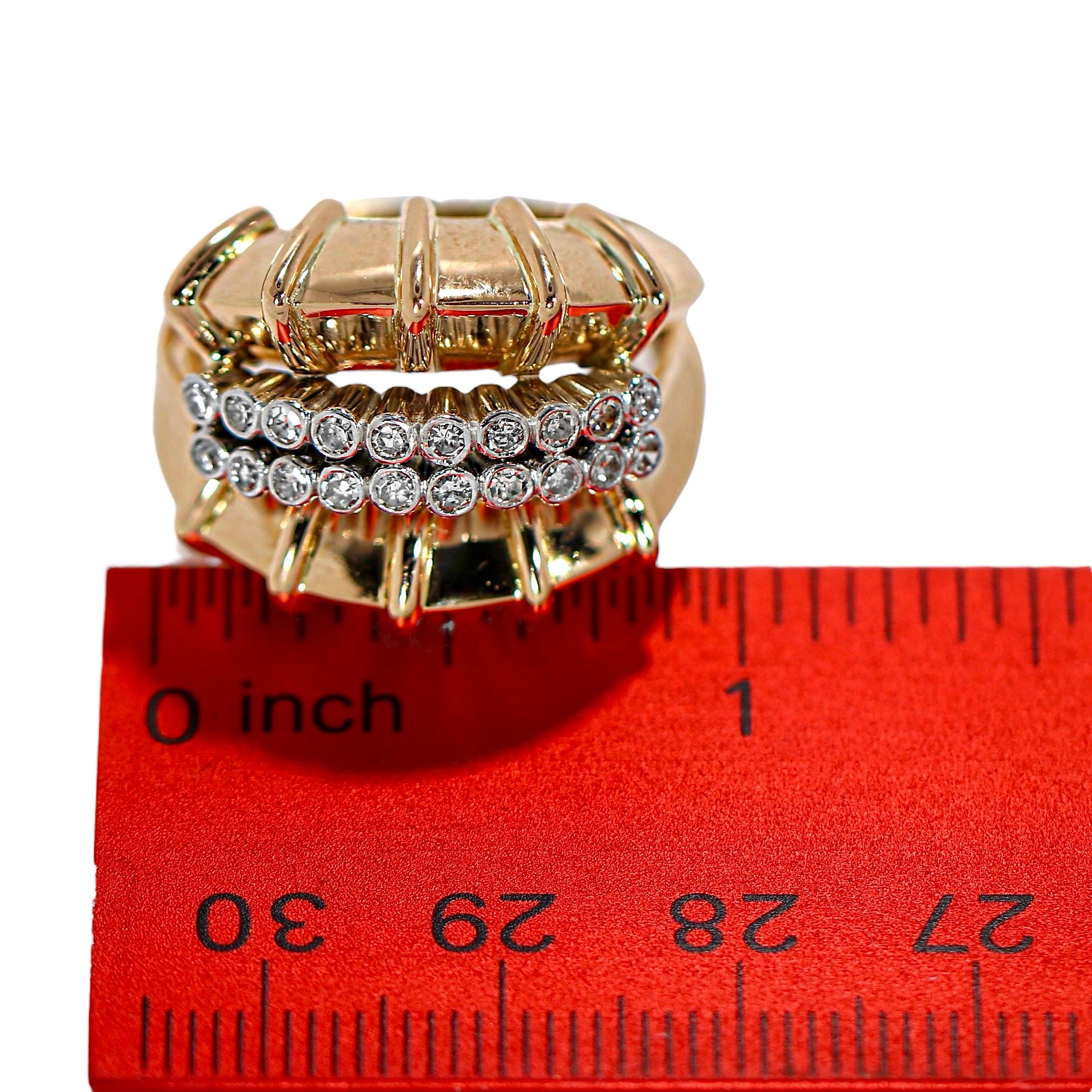 Extremely High Style 14K Rose Gold, Platinum and Diamond Retro Ring For Sale 6