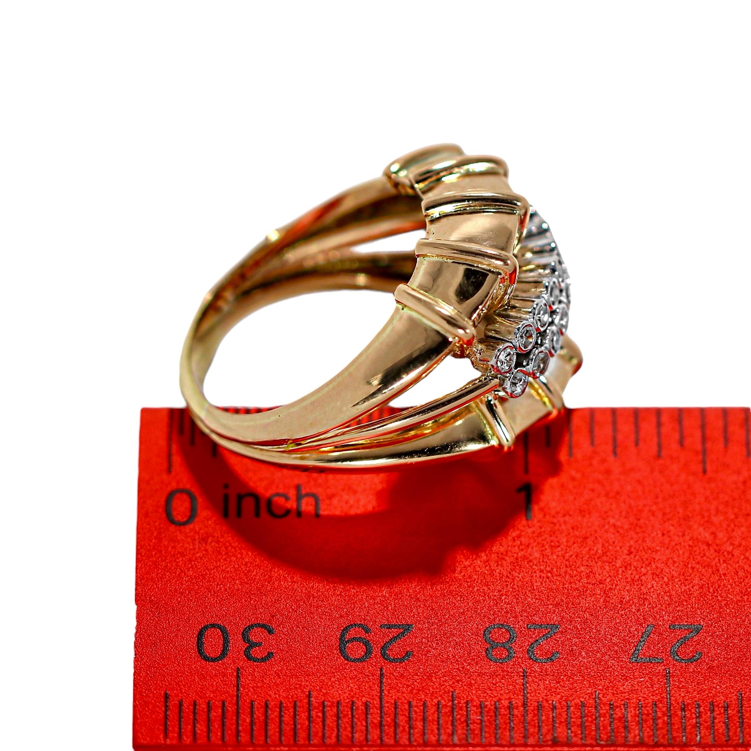 Extremely High Style 14K Rose Gold, Platinum and Diamond Retro Ring For Sale 7