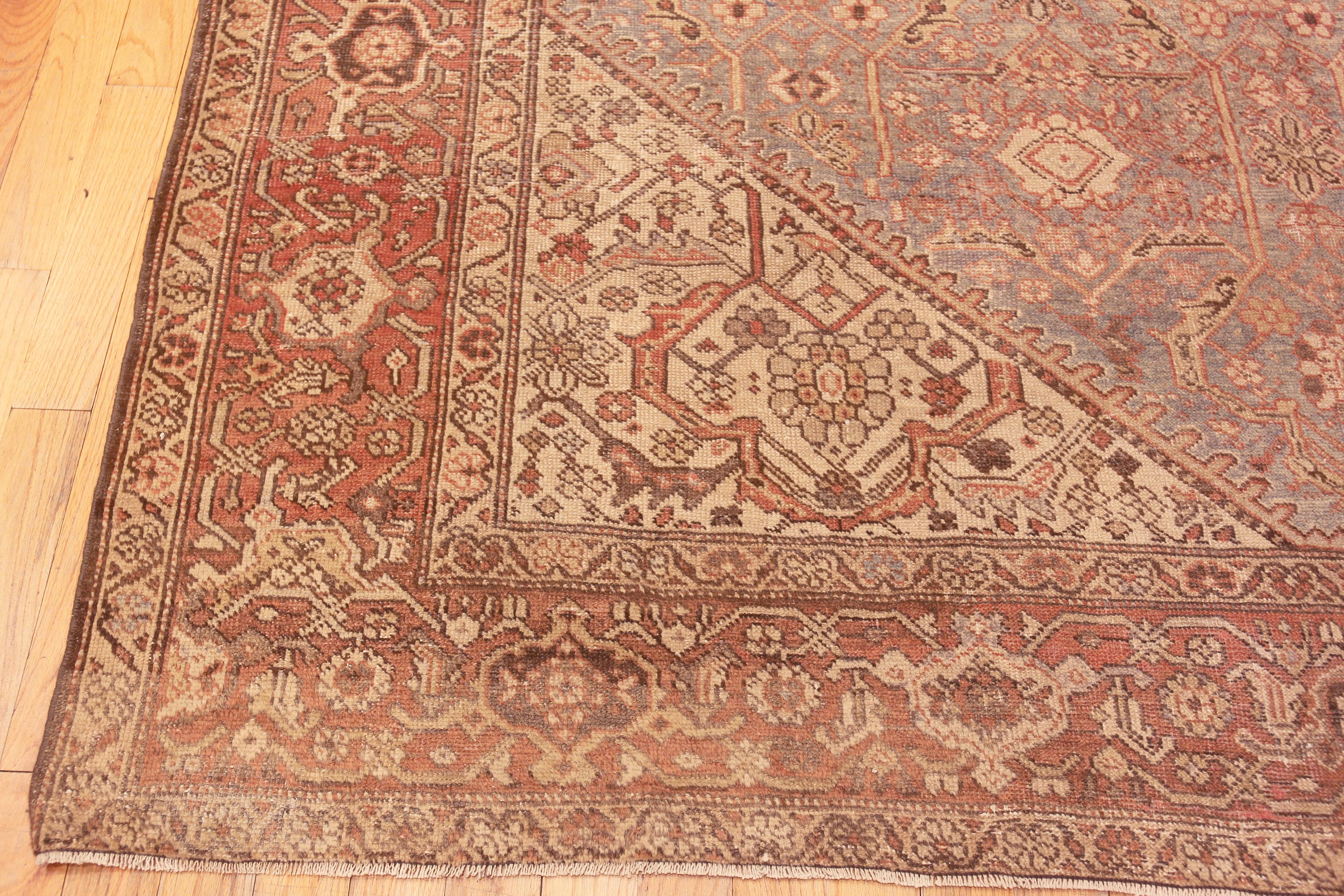 Extremely Impressive Antique Geometric Blue Hue Persian Sultanabad Rug, country of origin: Persia, Circa date: 1900