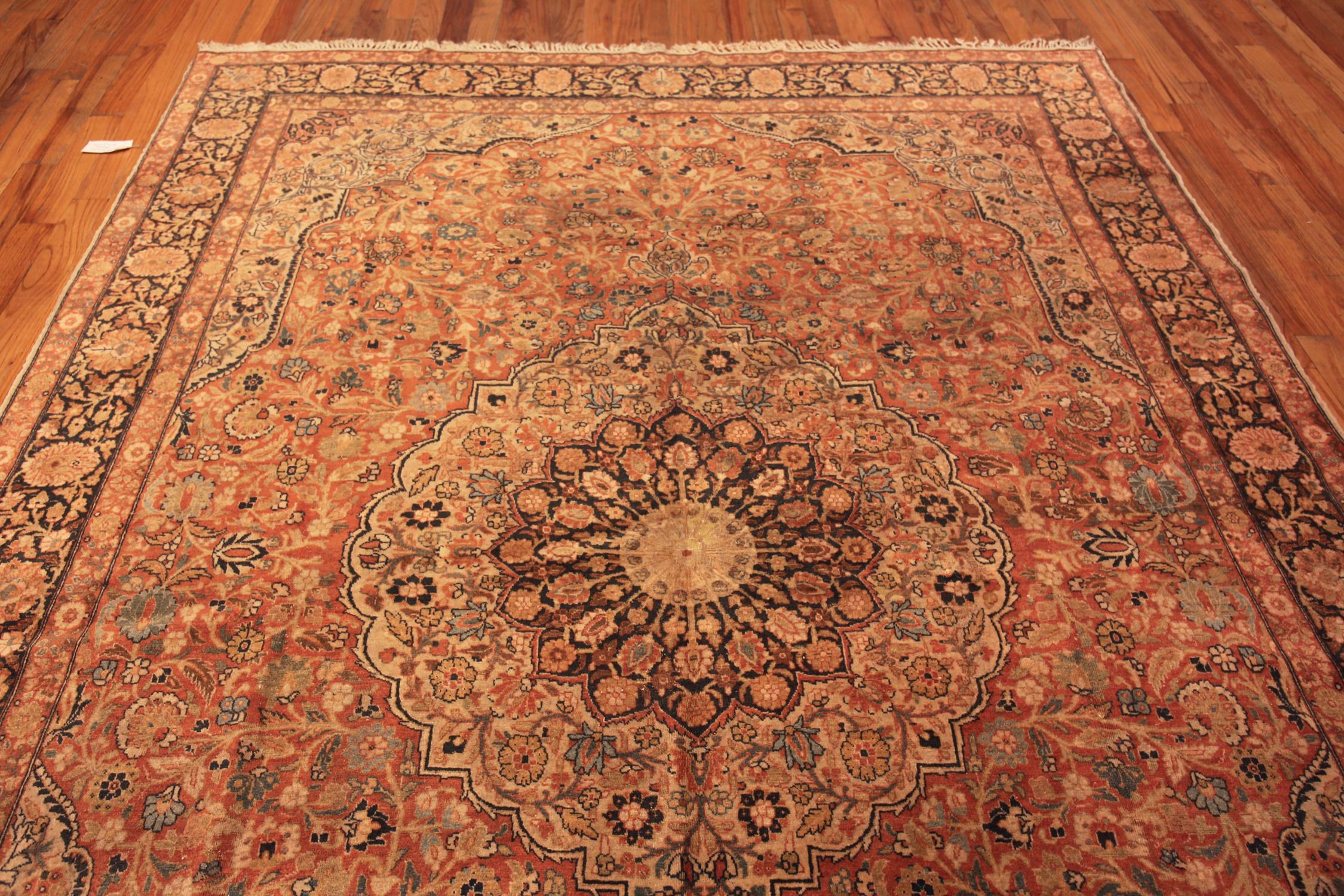 Wool Extremely Impressive Antique Persian Tabriz Floral Area Rug 8'4
